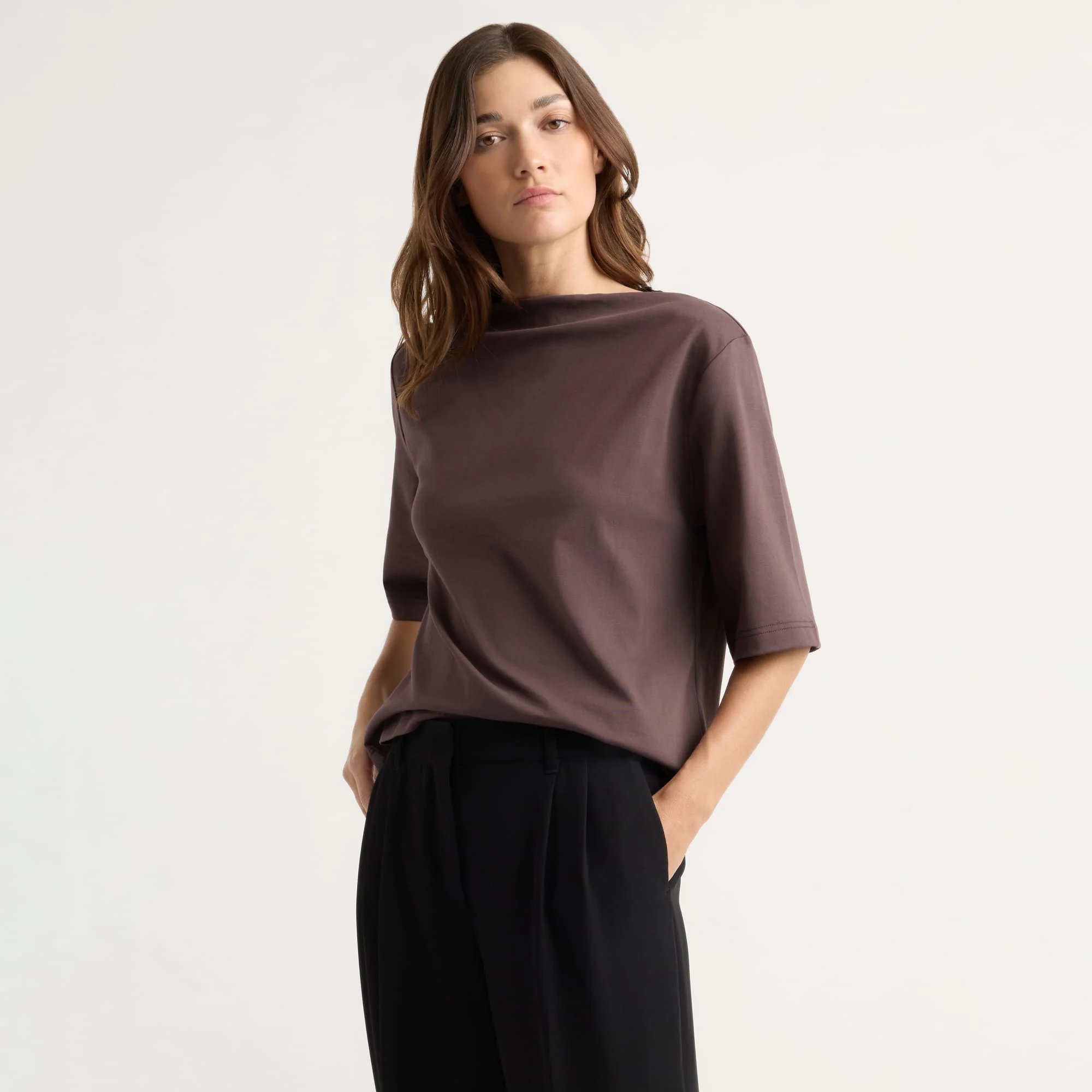 Raquel Relaxed Oversized Slit-Neck Tee