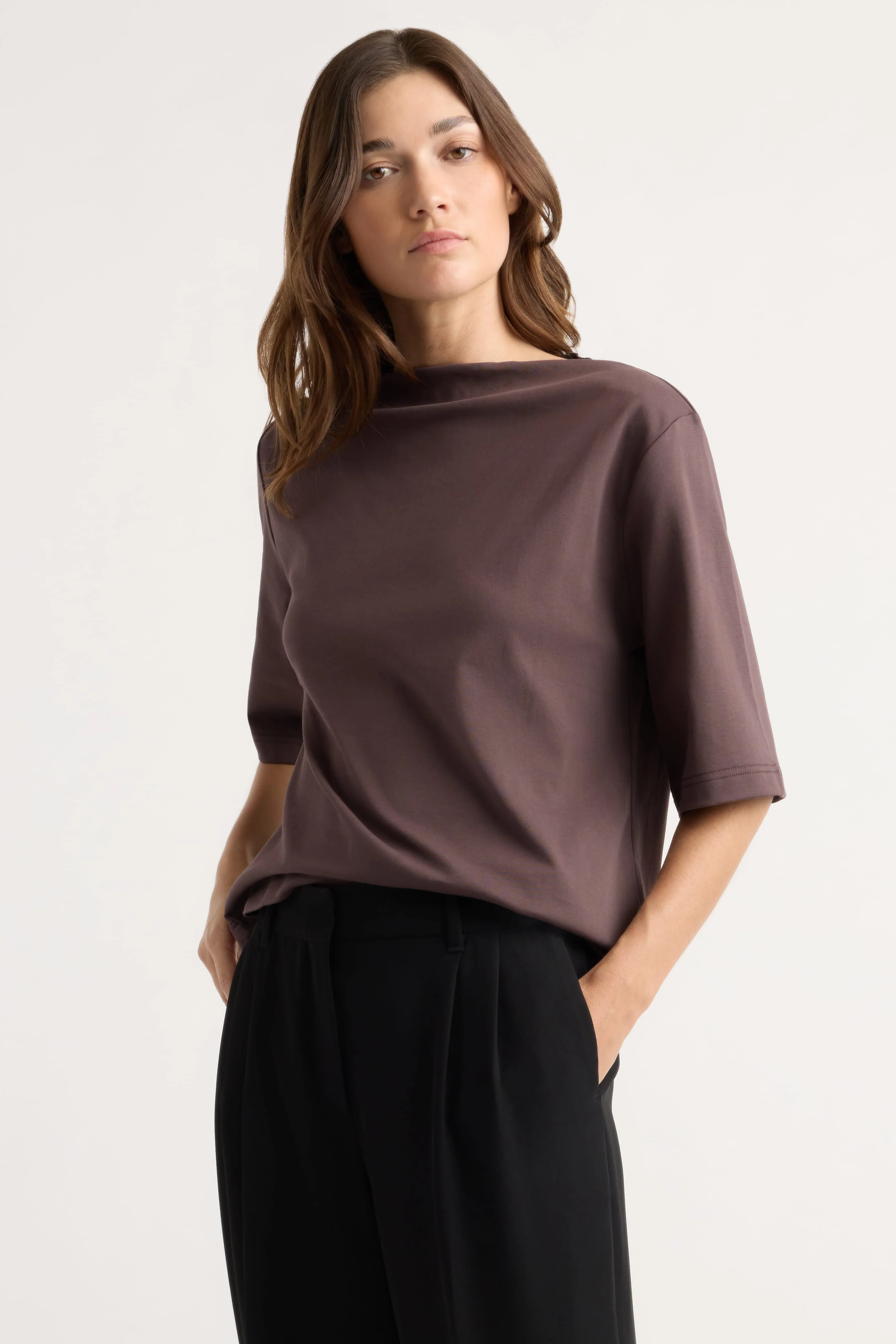 Raquel Relaxed Oversized Slit-Neck Tee - Image 2