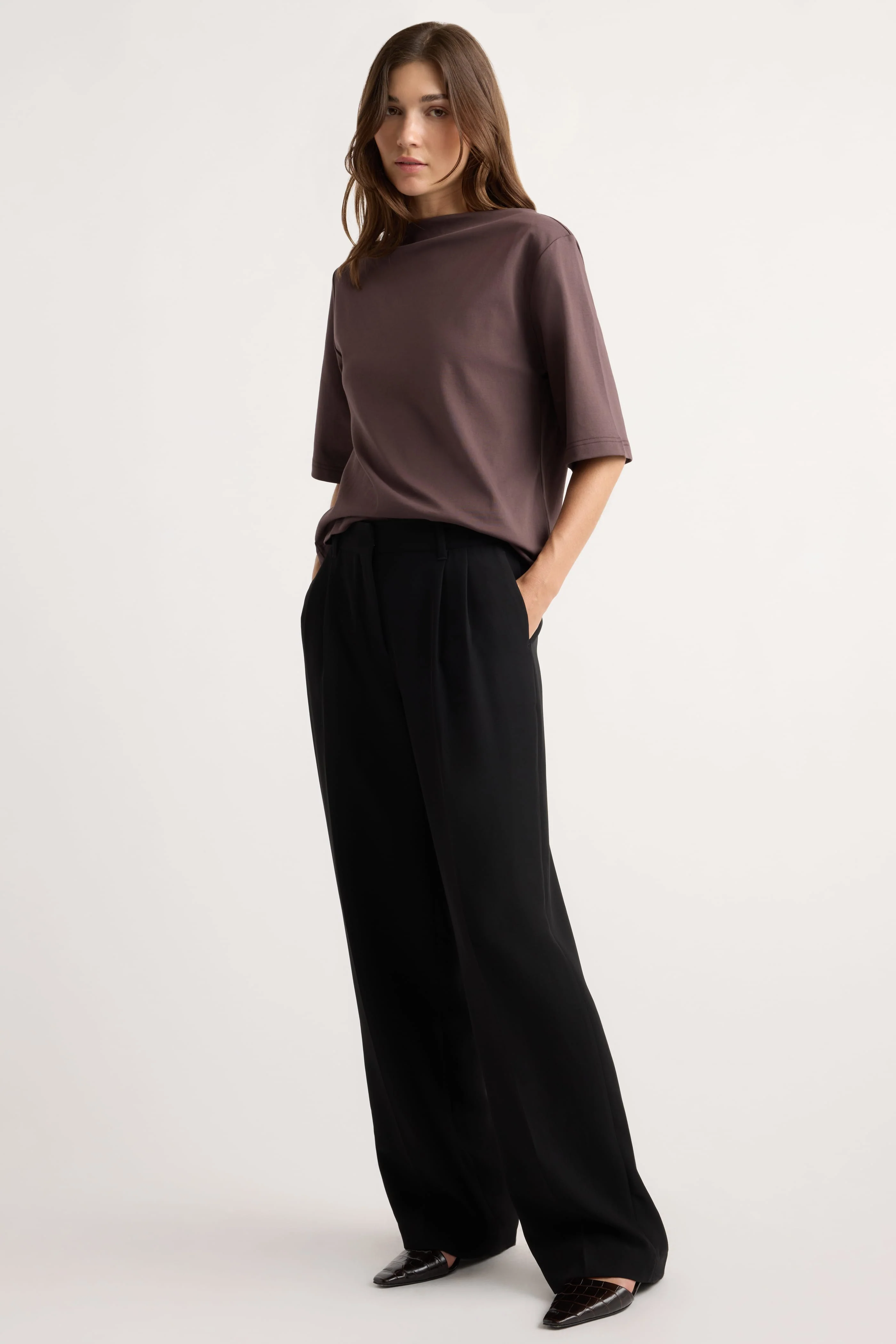 Raquel Relaxed Oversized Slit-Neck Tee - Image 3