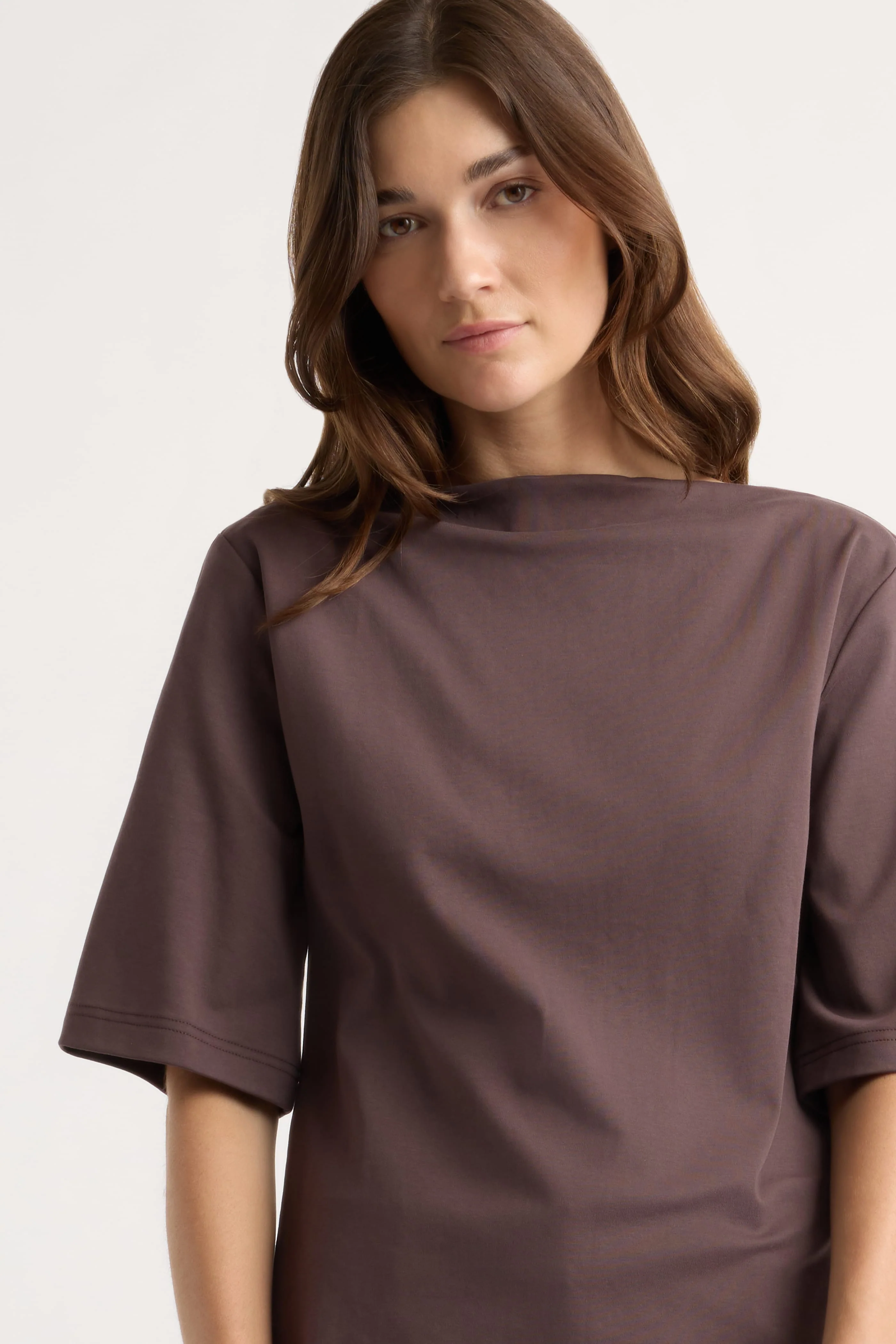 Raquel Relaxed Oversized Slit-Neck Tee - Image 4