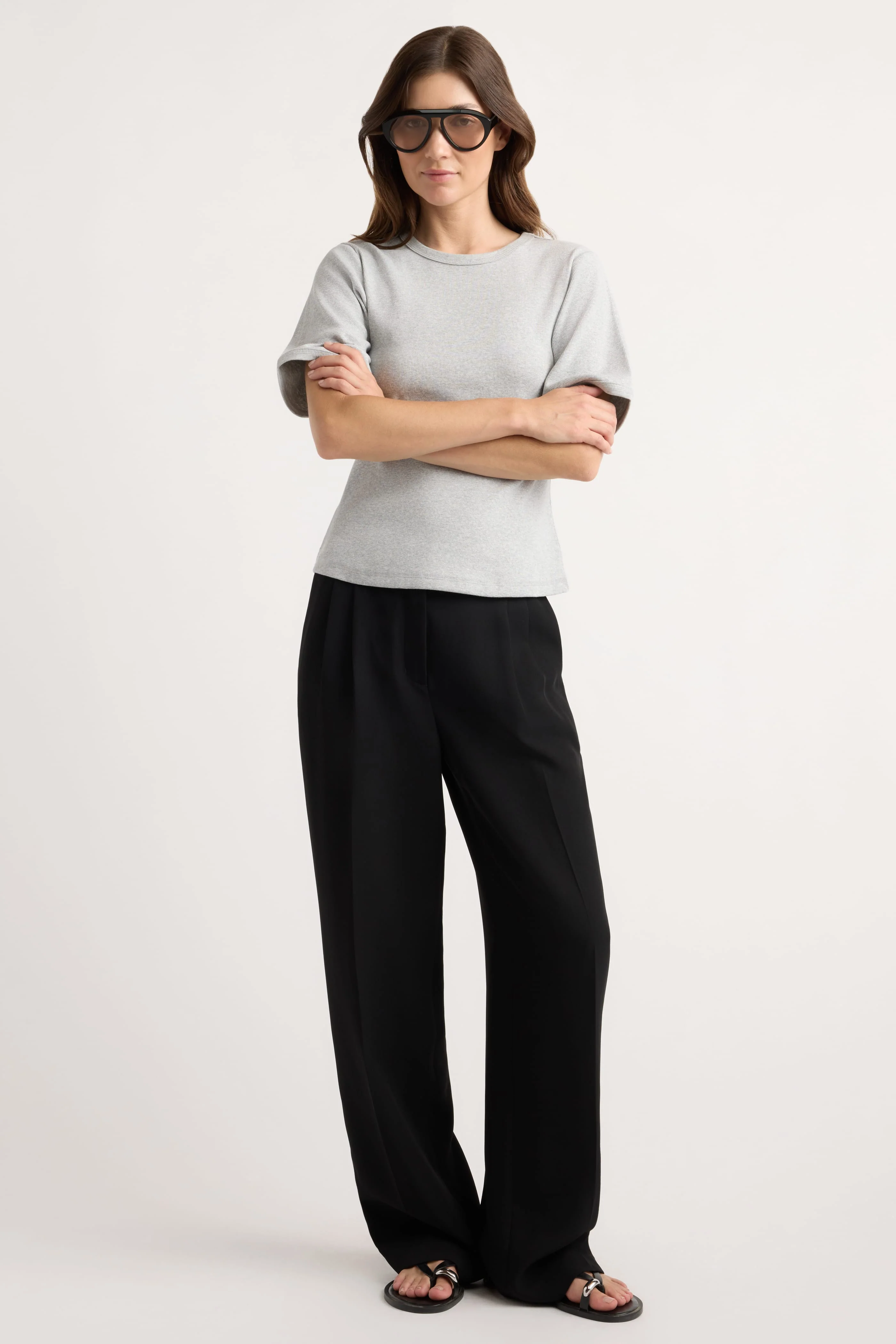 Reanne Ribbed Sculpted Crew-Neck Tee - Image 3