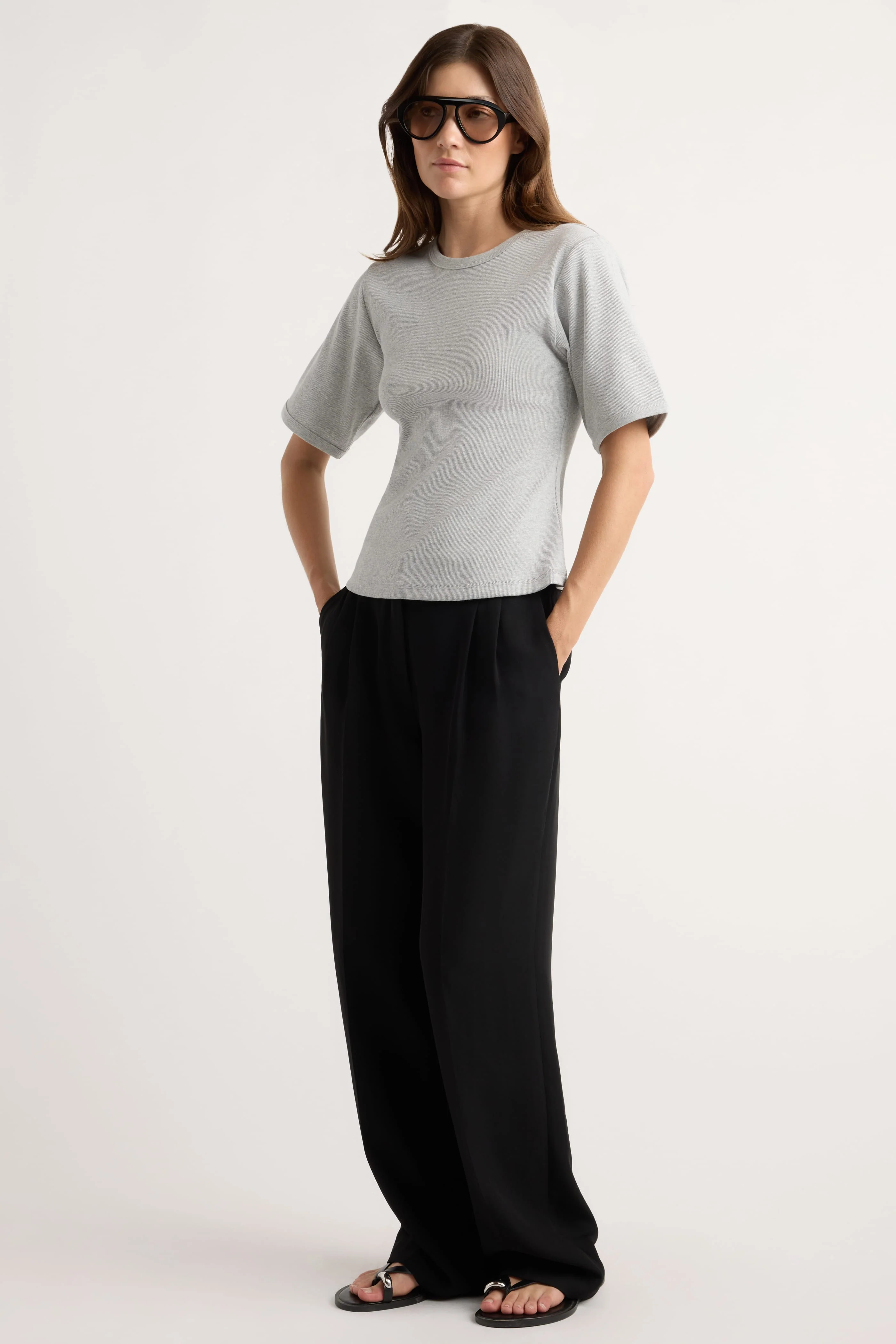 Reanne Ribbed Sculpted Crew-Neck Tee - Image 5