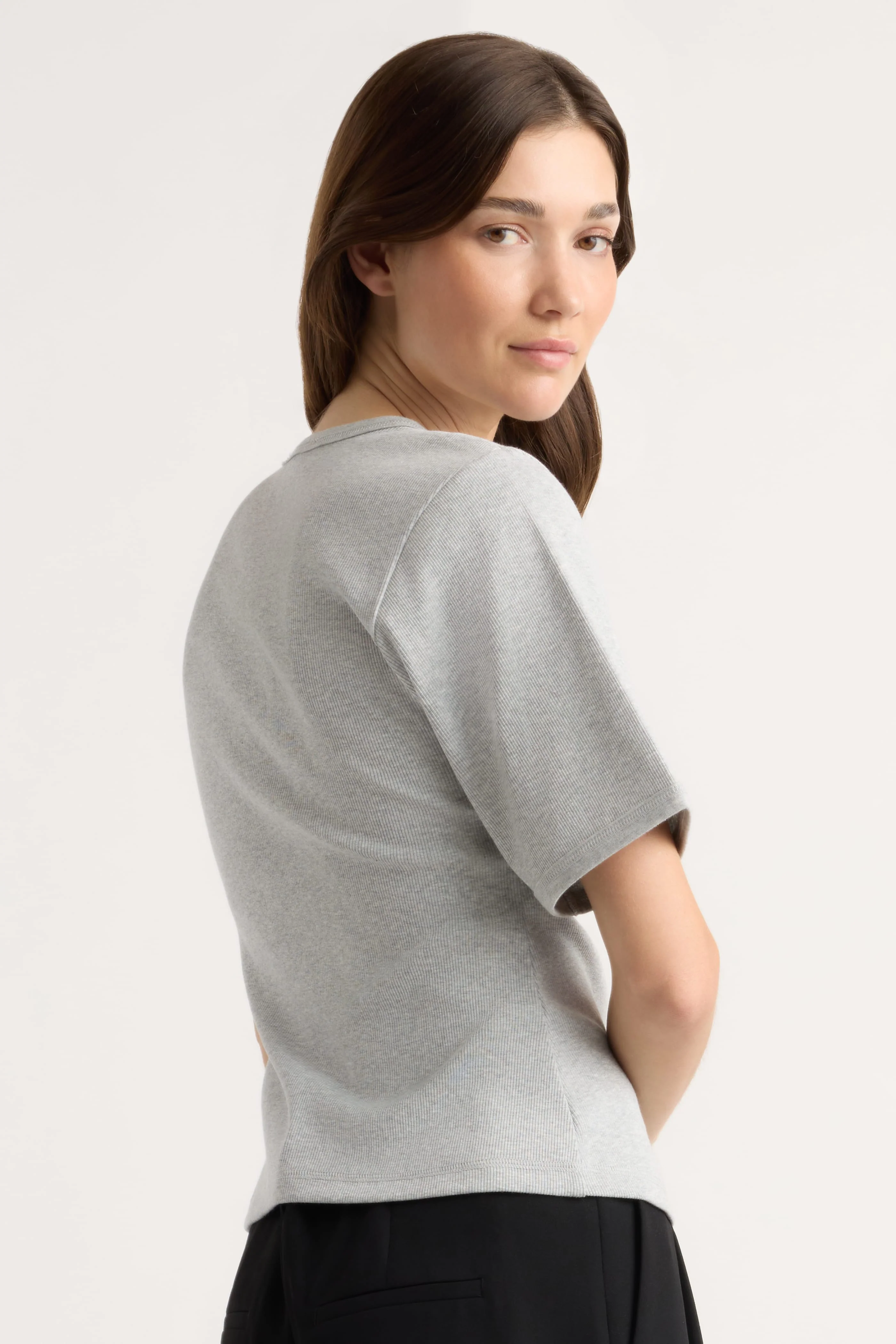 Reanne Ribbed Sculpted Crew-Neck Tee - Image 6