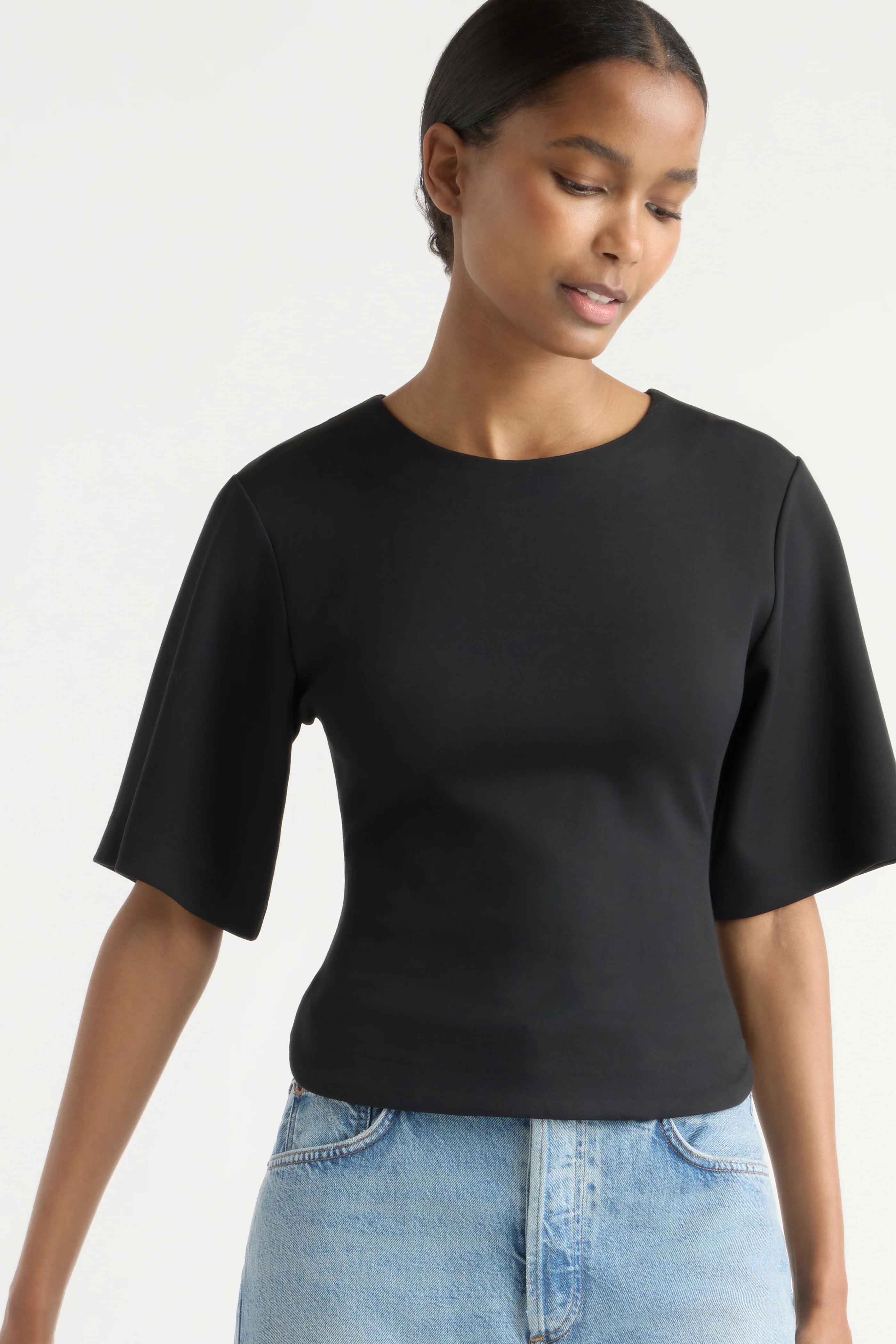 Reem Sculpted Curved-Hem Tee - Image 7