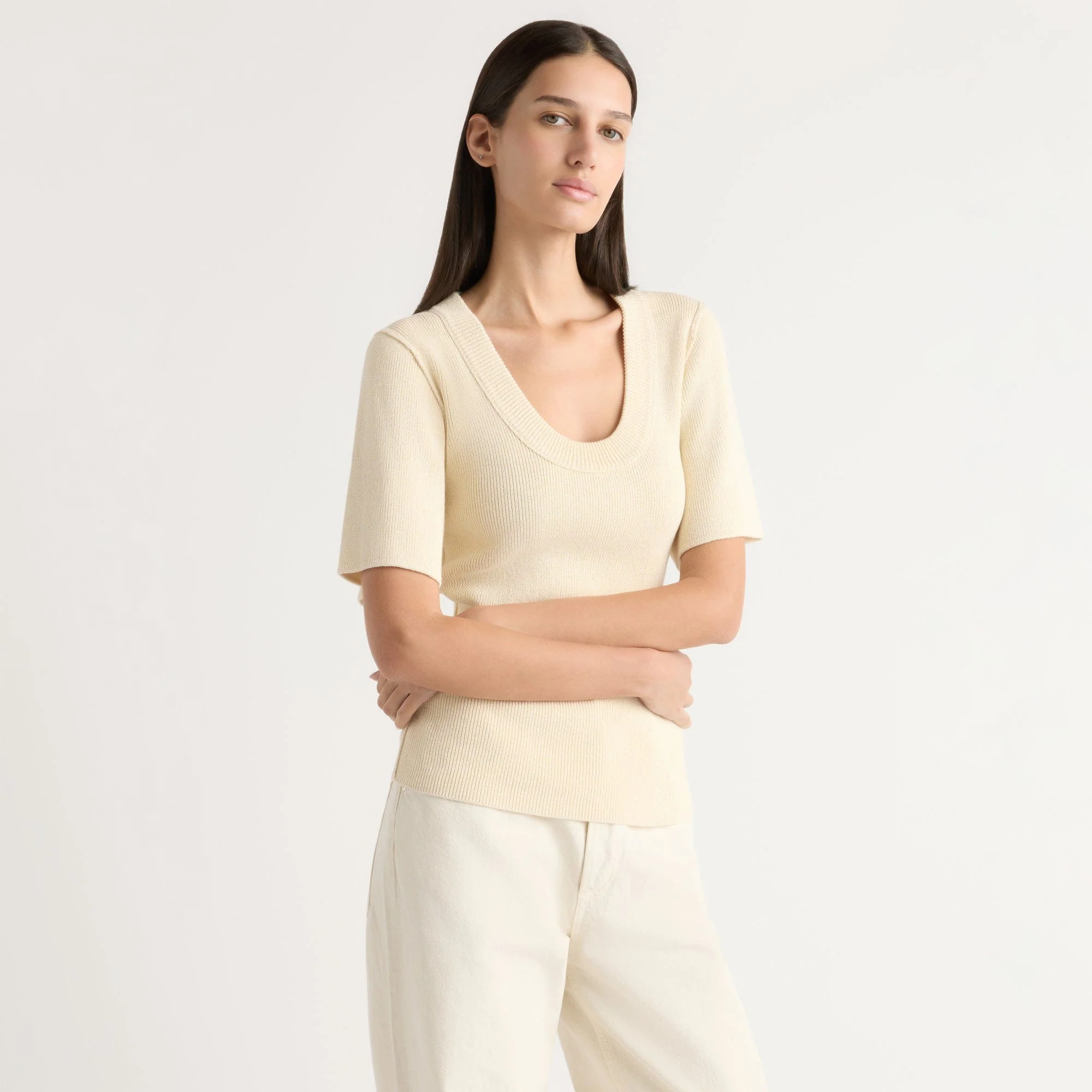 Reina Sculpted Scoop-Neck Knit Top