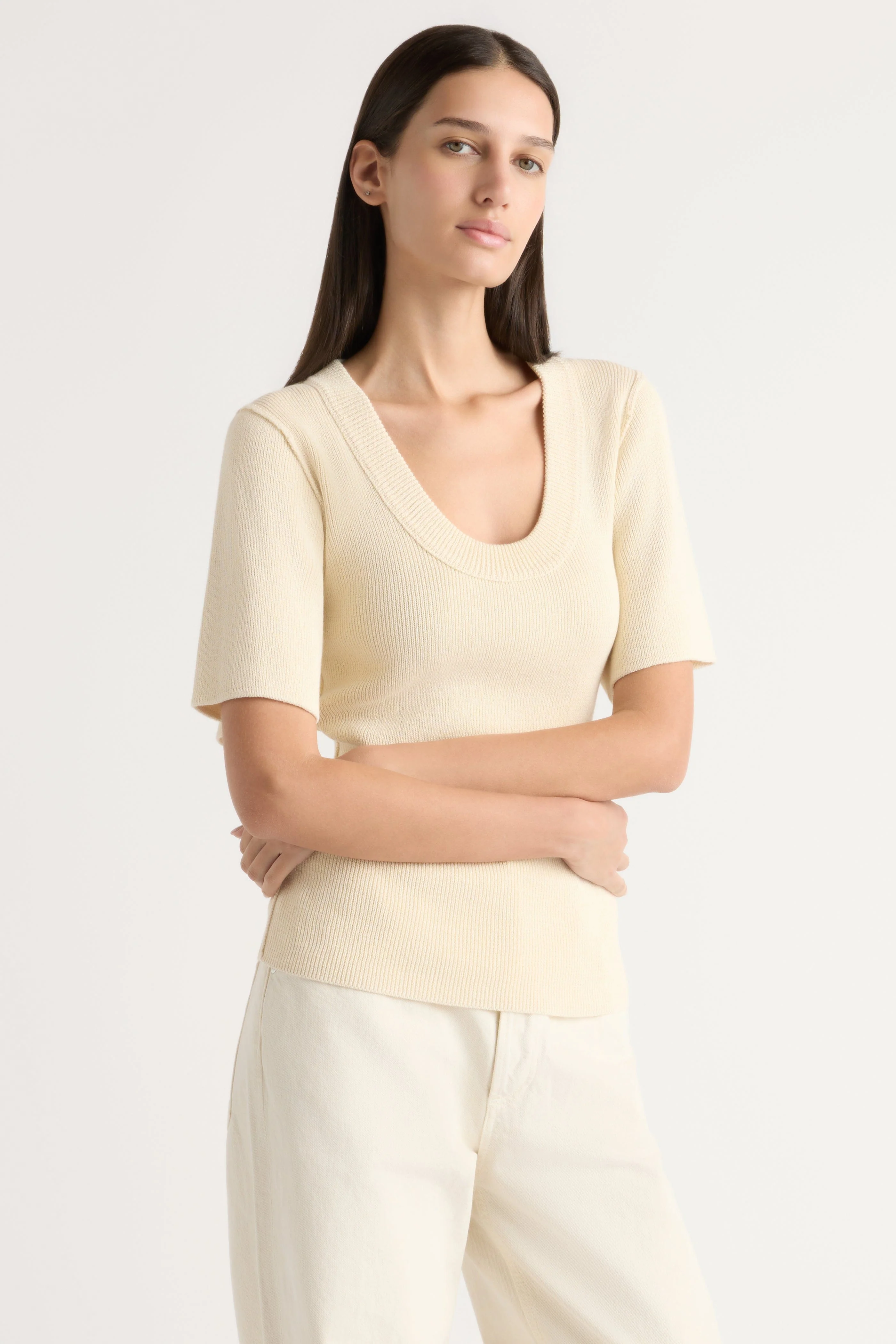 Reina Sculpted Scoop-Neck Knit Top - Image 2