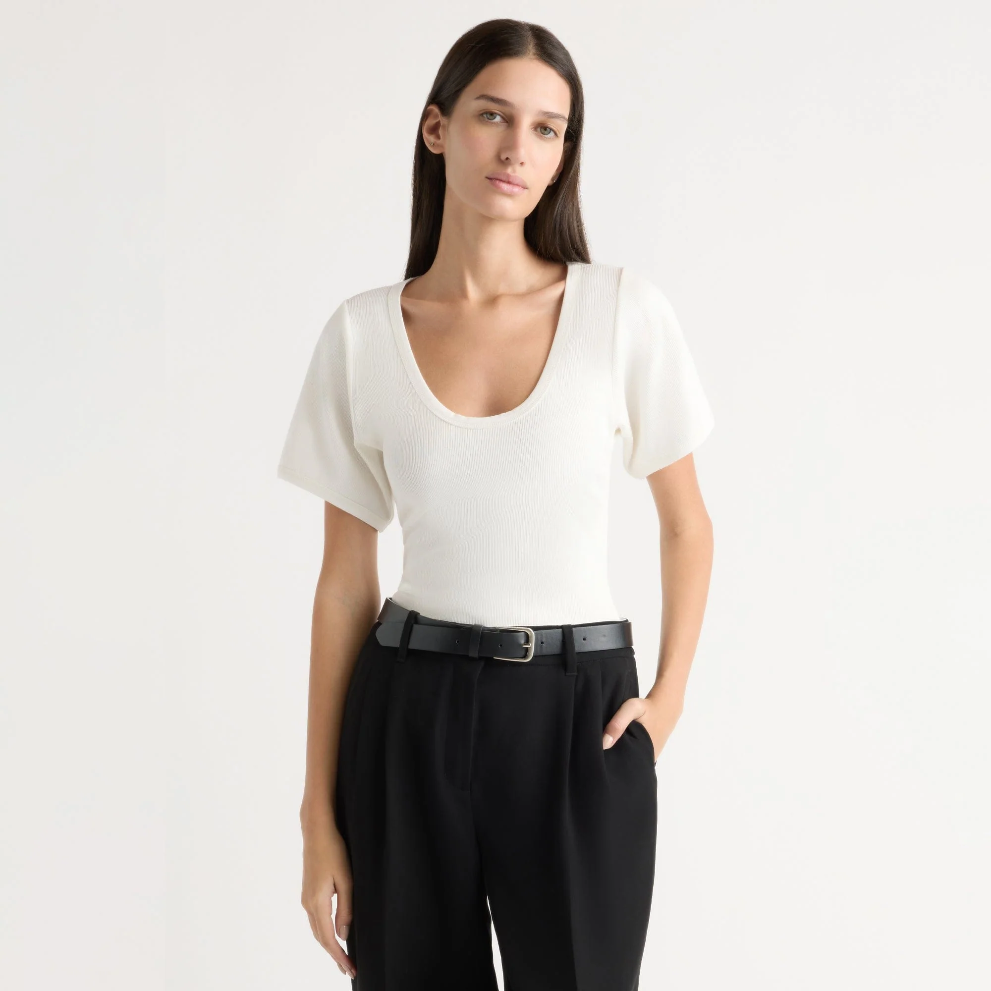 Renee Sculpted Scoop-Neck Tee