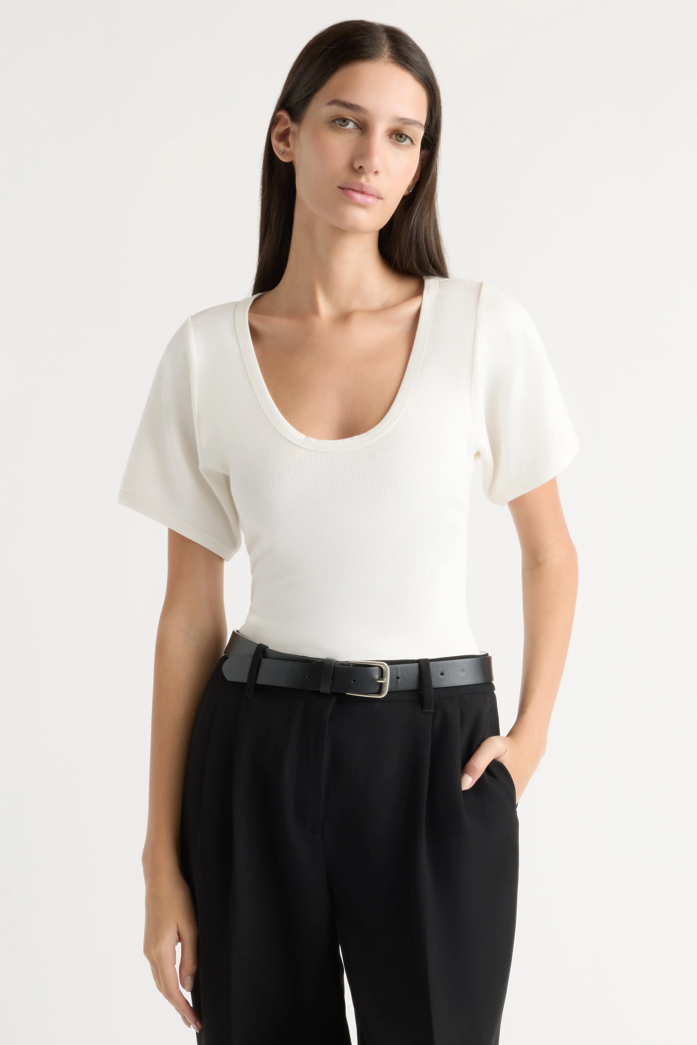 Renee Sculpted Scoop-Neck Tee - Image 2