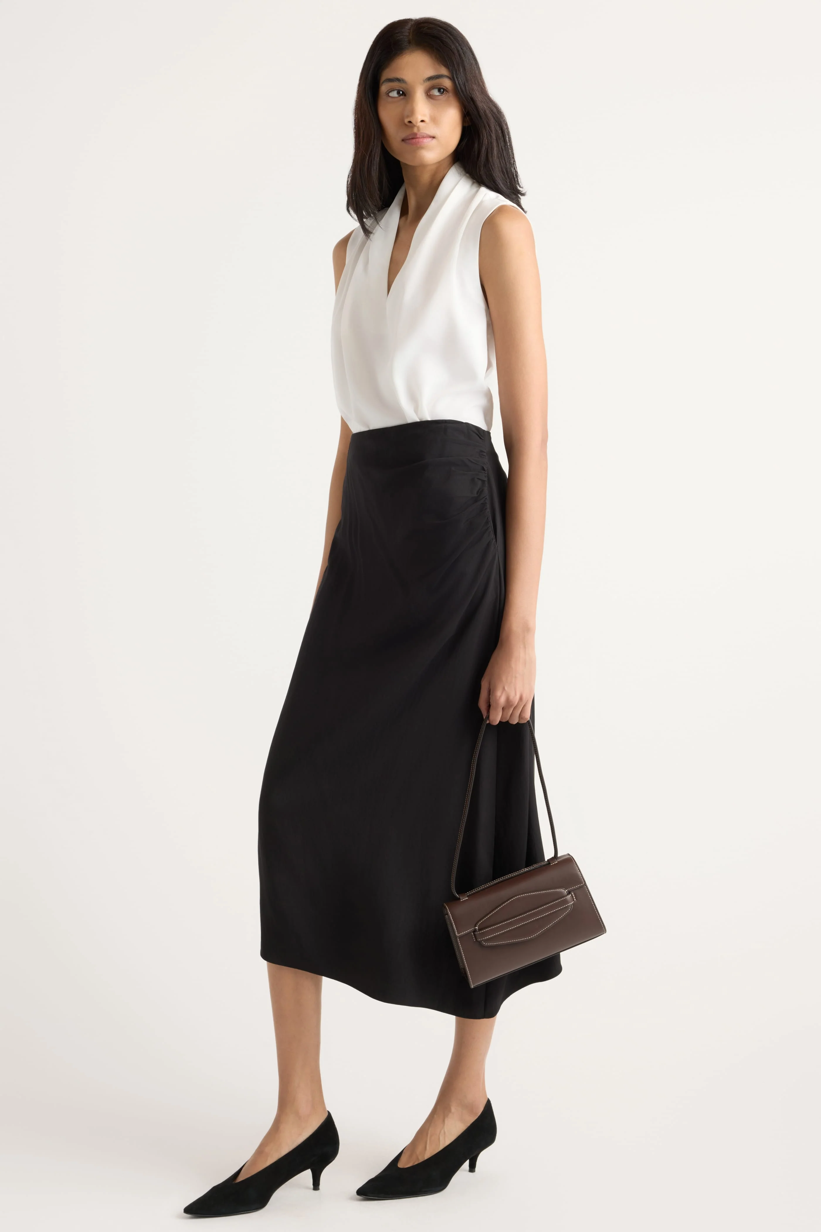 Rita Asymmetric-Hem Shirred Skirt - Image 2