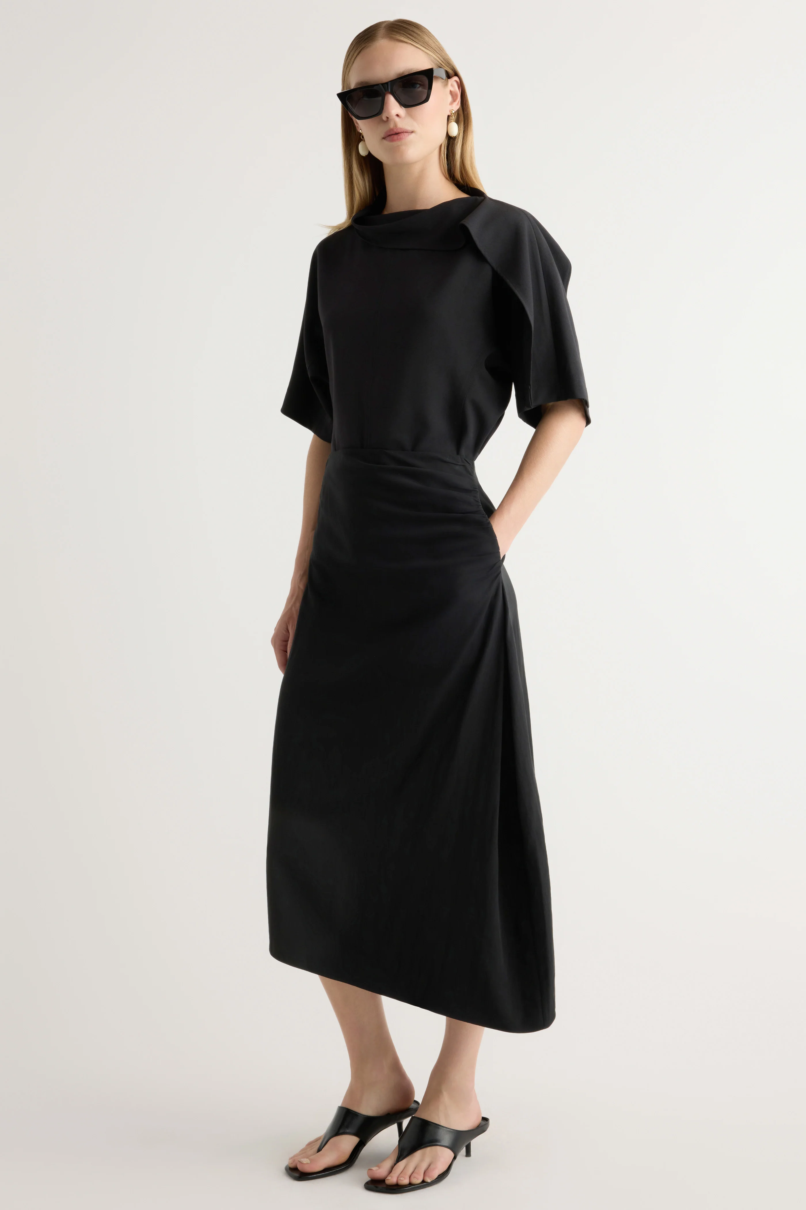 Rita Asymmetric-Hem Shirred Skirt - Image 4