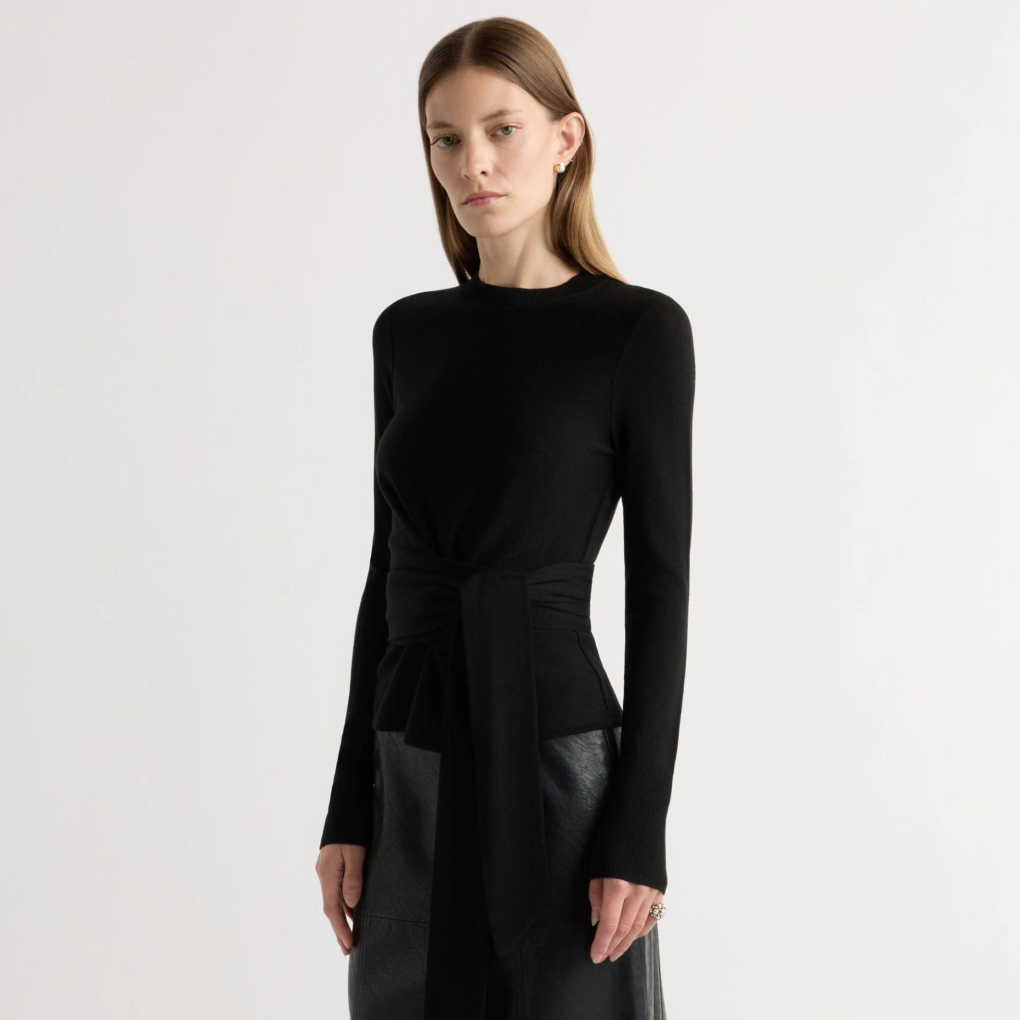 Robin Tie-Front Tencel-Wool Sweater