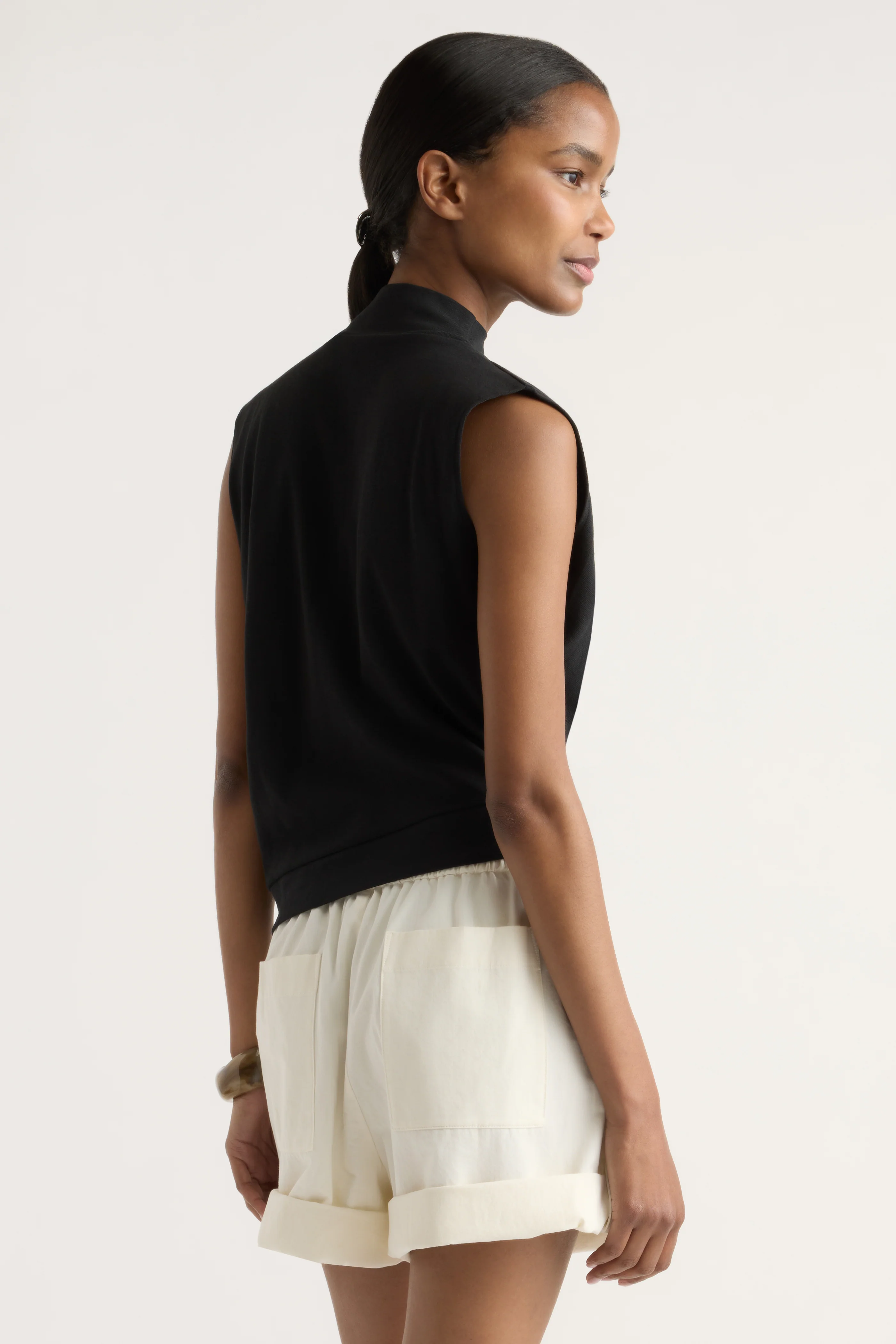 Romy Cotton-Linen Cowl-Neck Tee - Image 6