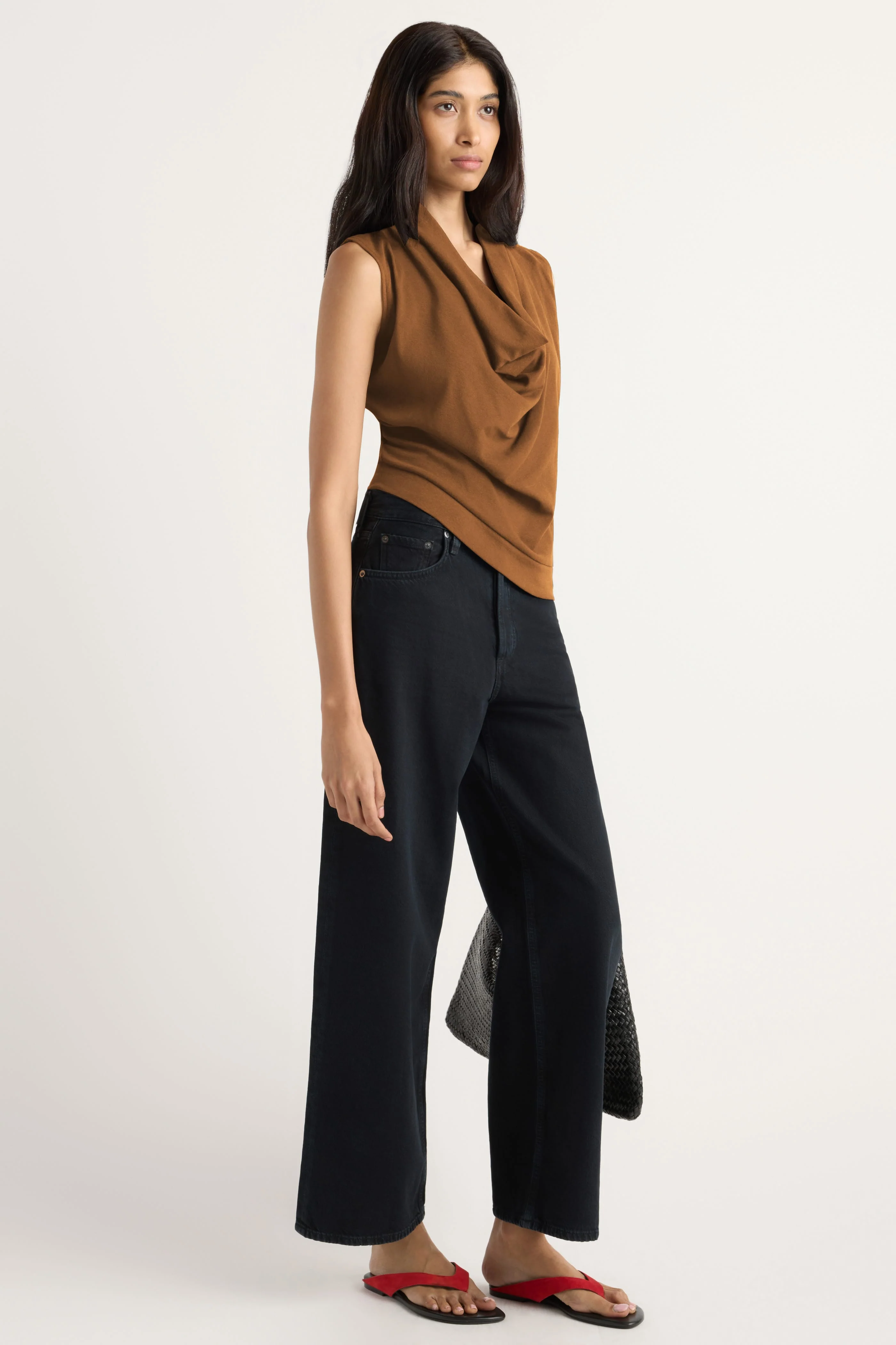 Romy Cotton-Linen Cowl-Neck Tee - Image 7