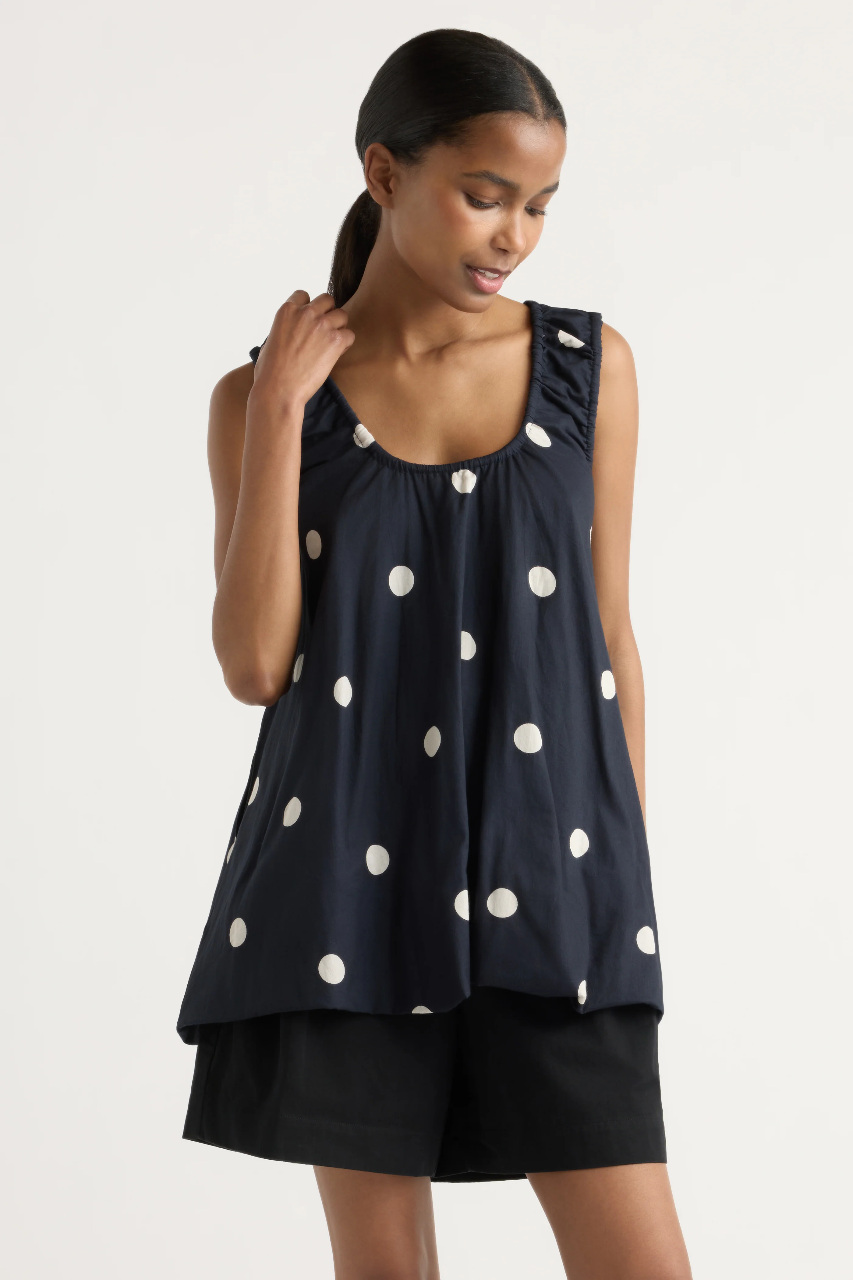 Saehee Lightweight Polka Dot Tunic Top - Image 2