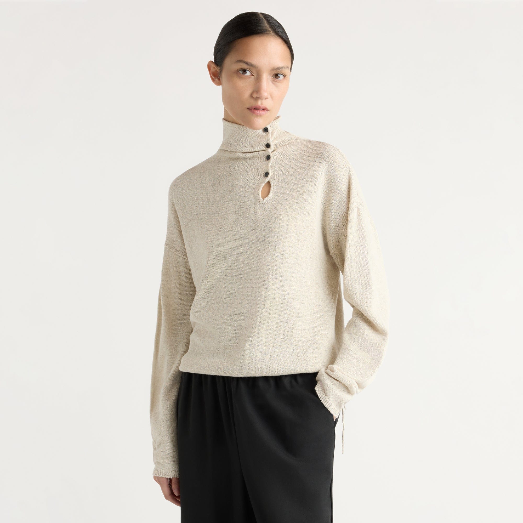 Sanchia Button Turtleneck Sweater