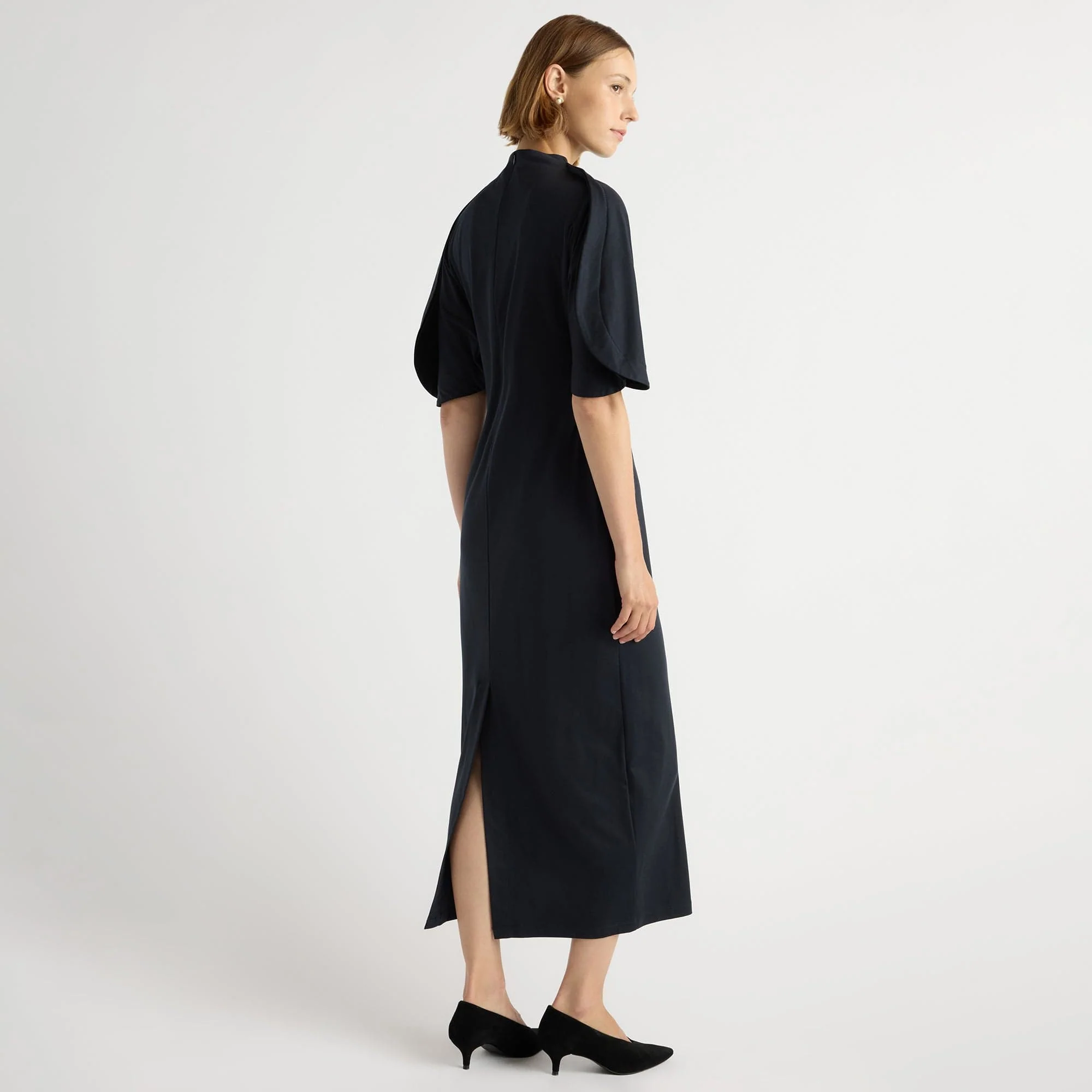 Seren Pima-Cotton Foldover-Sleeve Dress