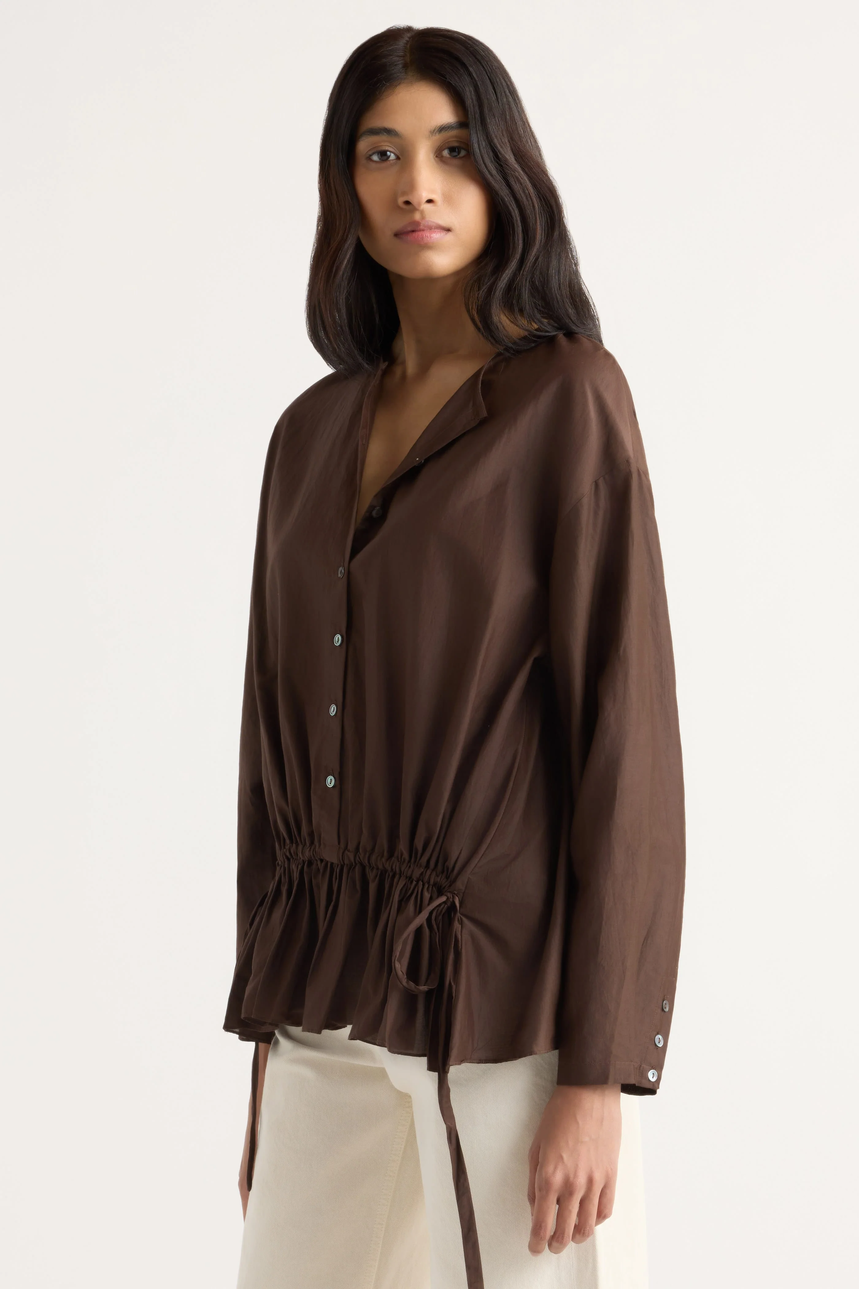 Sinead Cotton-Silk Ruffle Tunic Blouse - Image 2
