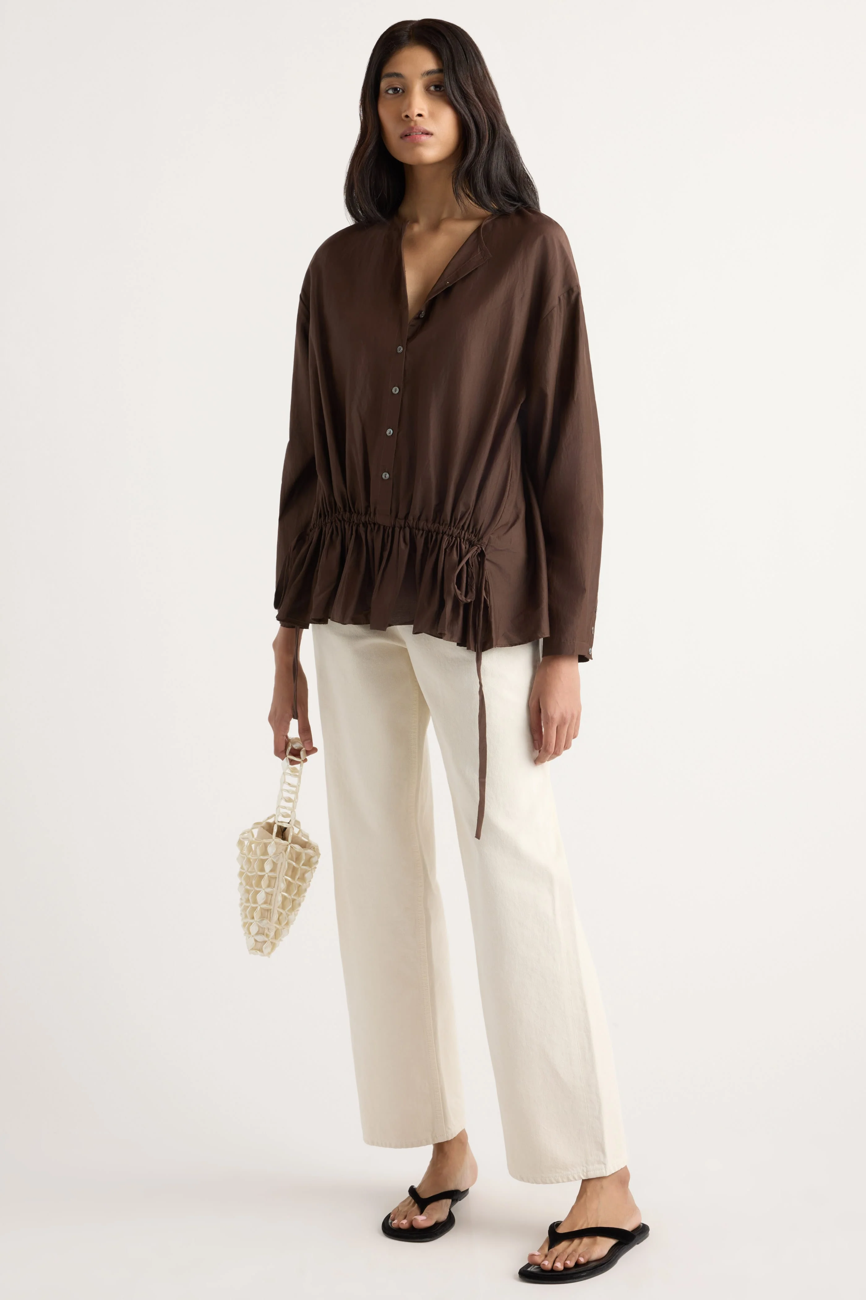 Sinead Cotton-Silk Ruffle Tunic Blouse - Image 3