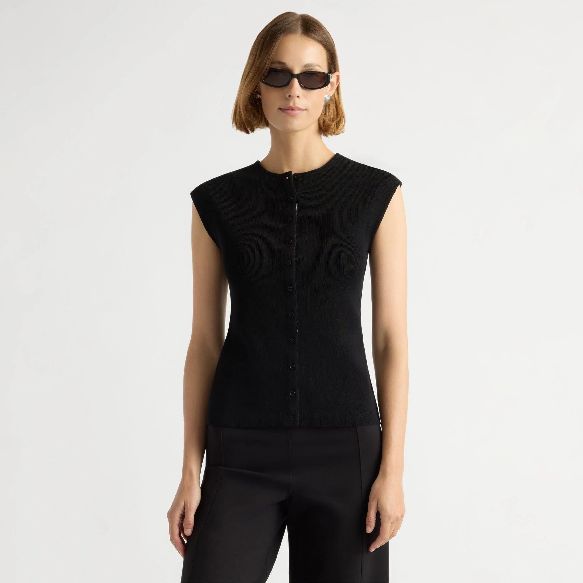 Solara Cotton Button Sweater Top
