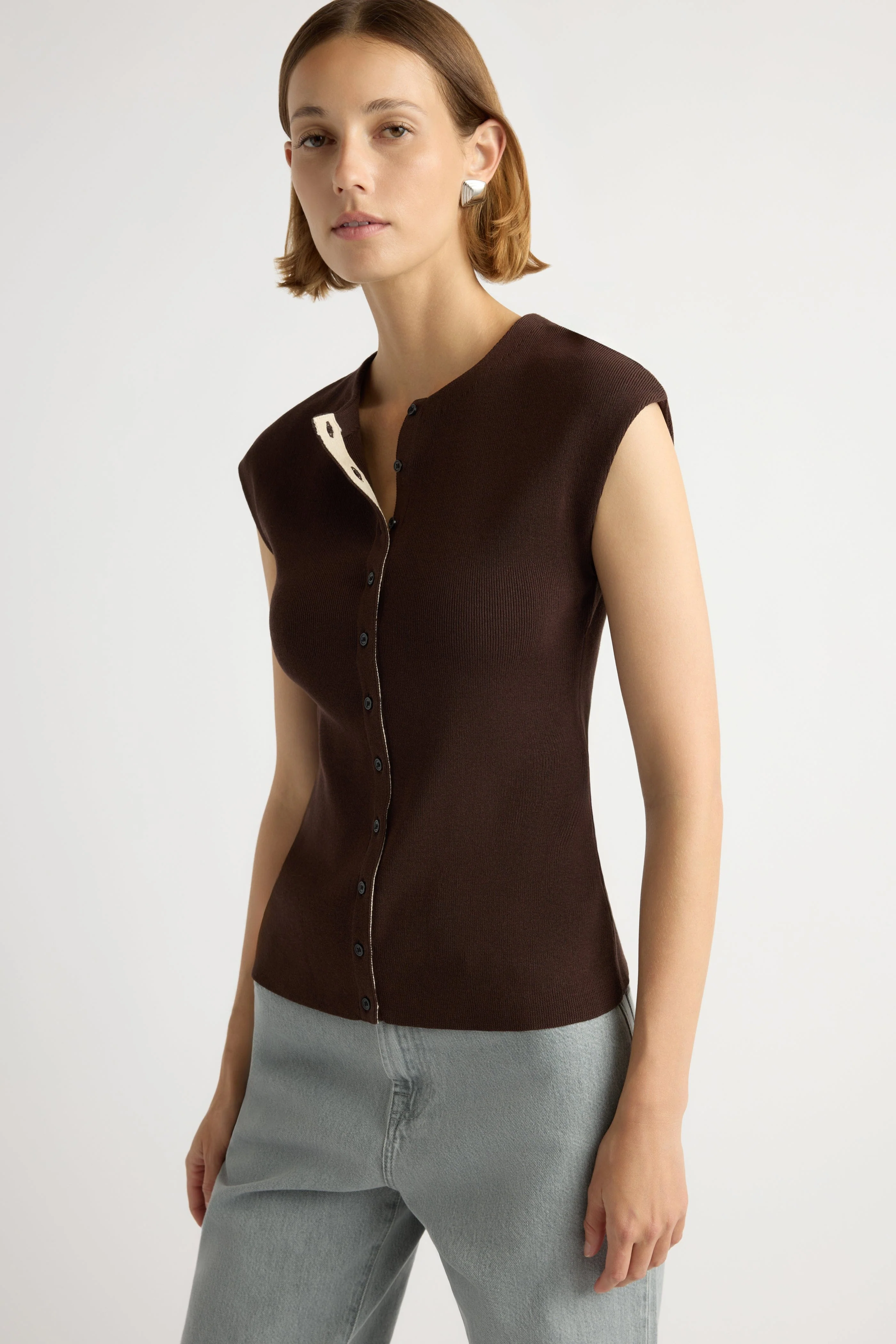 Solara Cotton Button Sweater Top - Image 3