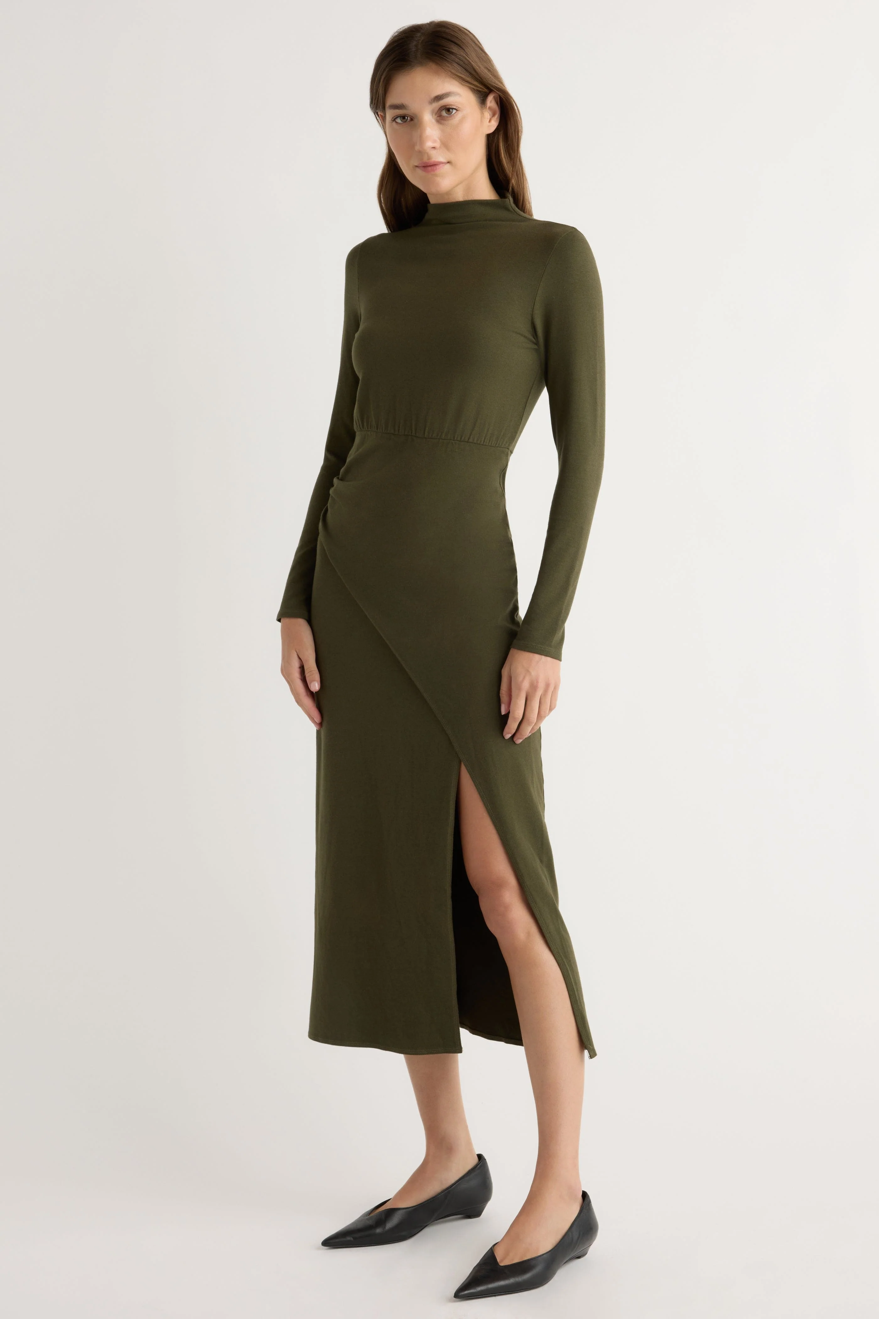 Suki Mock-Neck Side-Slit Dress - Image 5