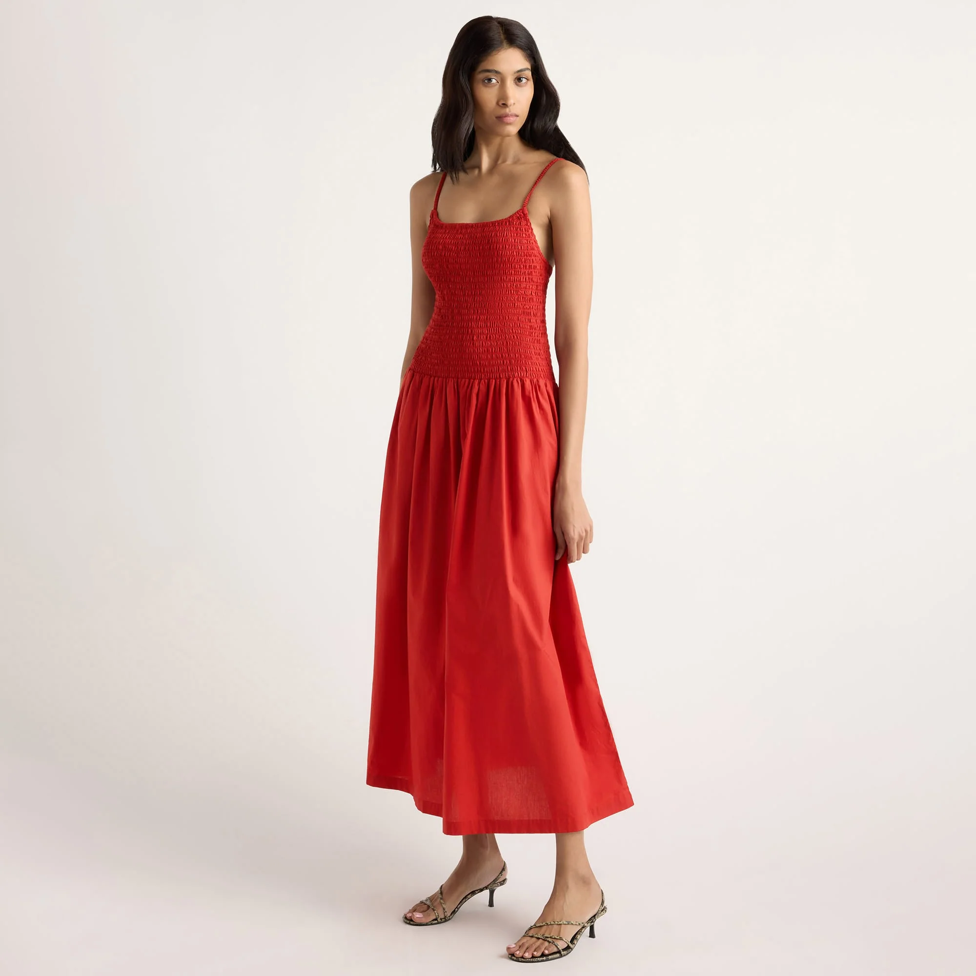 Venus Smocked Organic Cotton Midi Dress