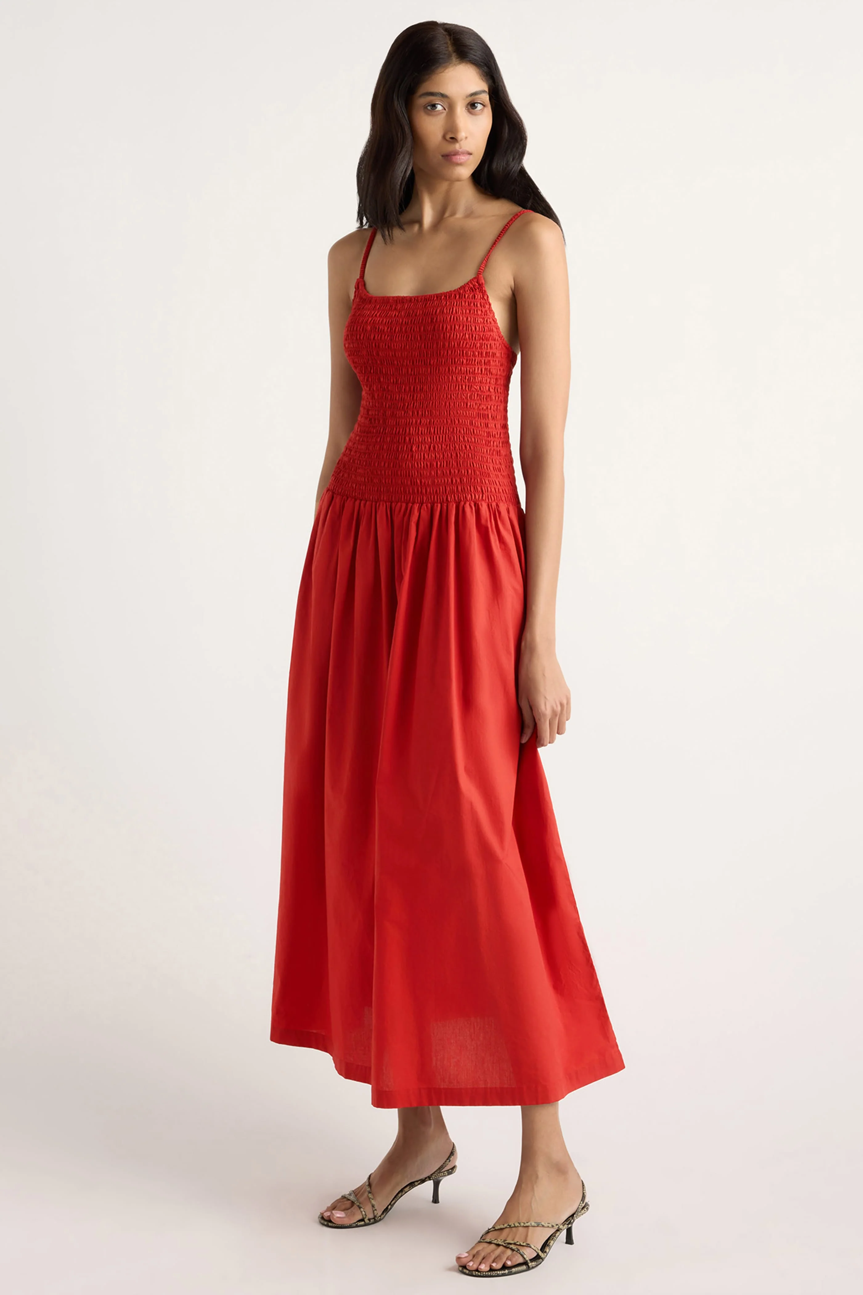 Venus Smocked Organic Cotton Midi Dress - Image 2
