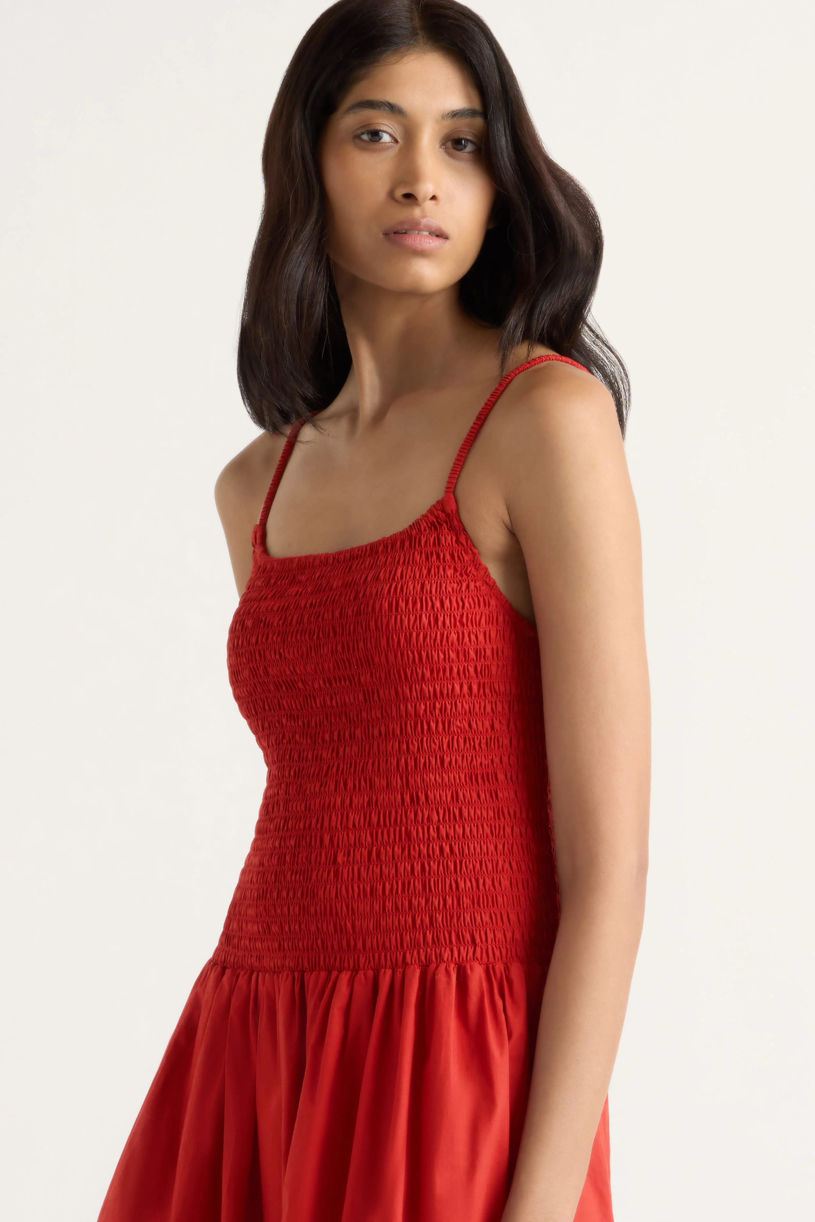 Venus Smocked Organic Cotton Midi Dress - Image 3