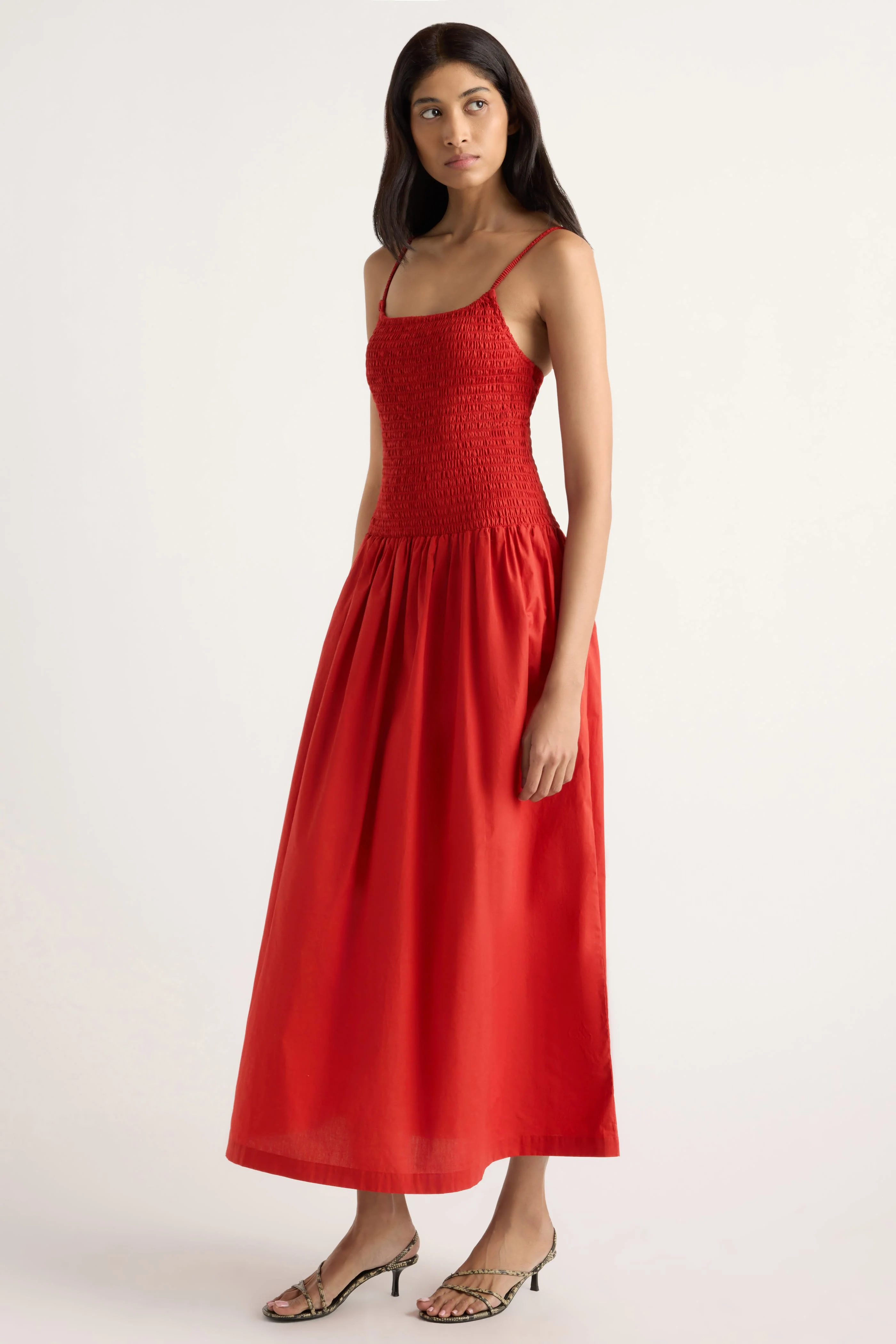 Venus Smocked Organic Cotton Midi Dress - Image 4