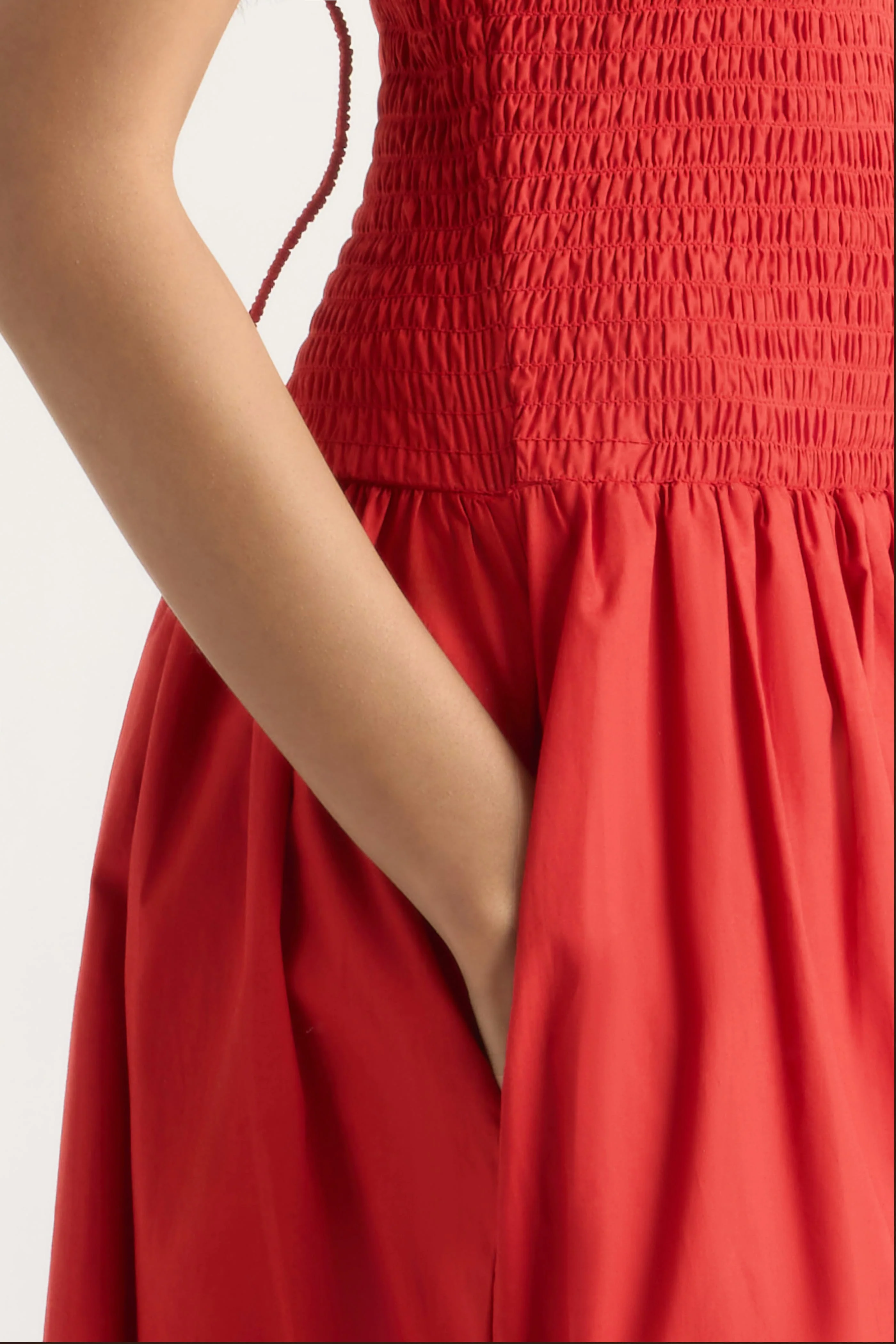 Venus Smocked Organic Cotton Midi Dress - Image 7