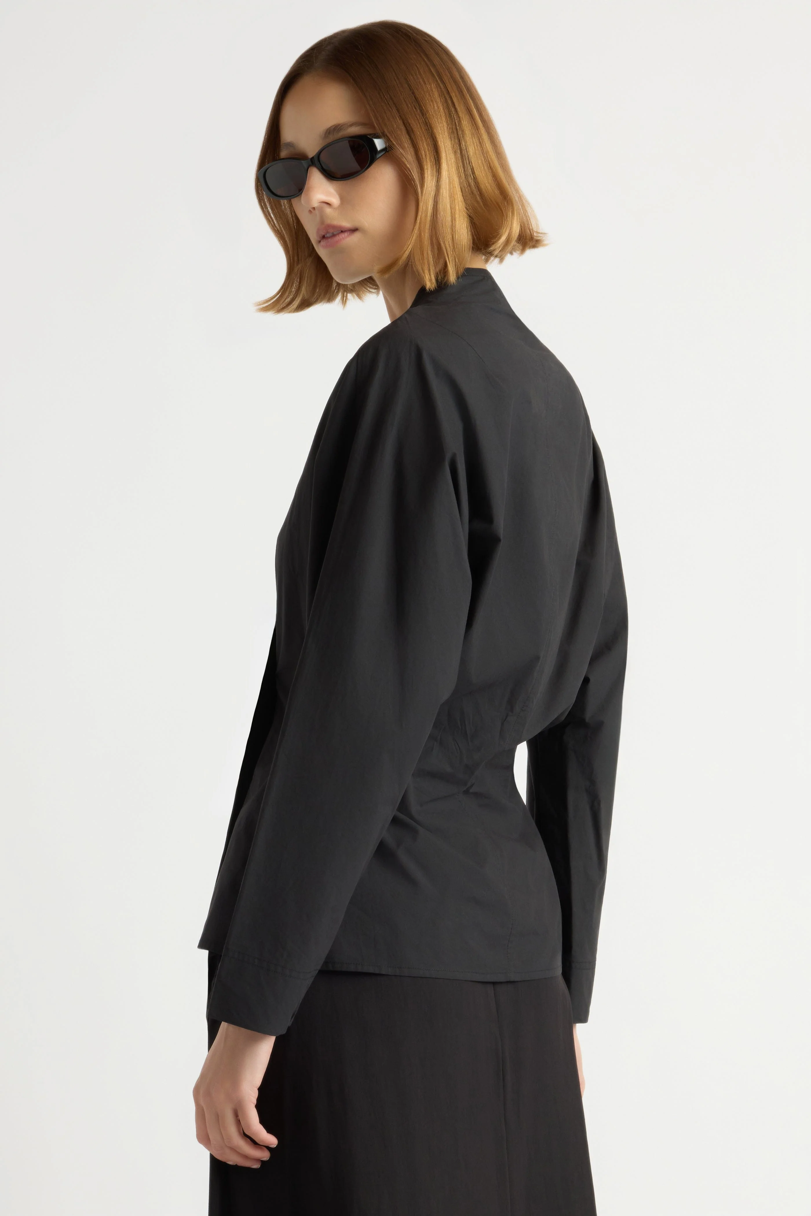 Zainab Sculpted Cotton Poplin Wrap Blouse - Image 7