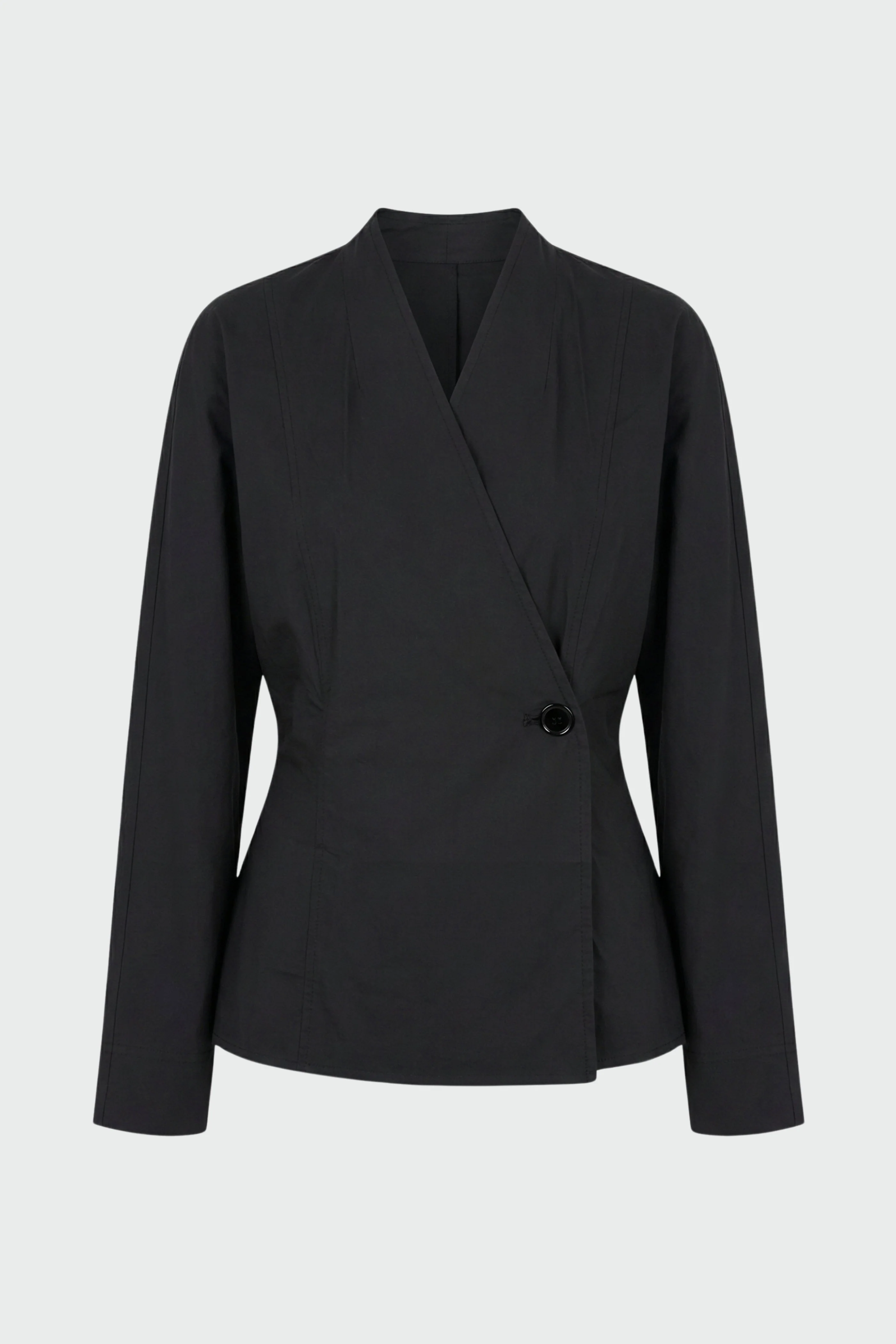 Zainab Sculpted Cotton Poplin Wrap Blouse - Image 8