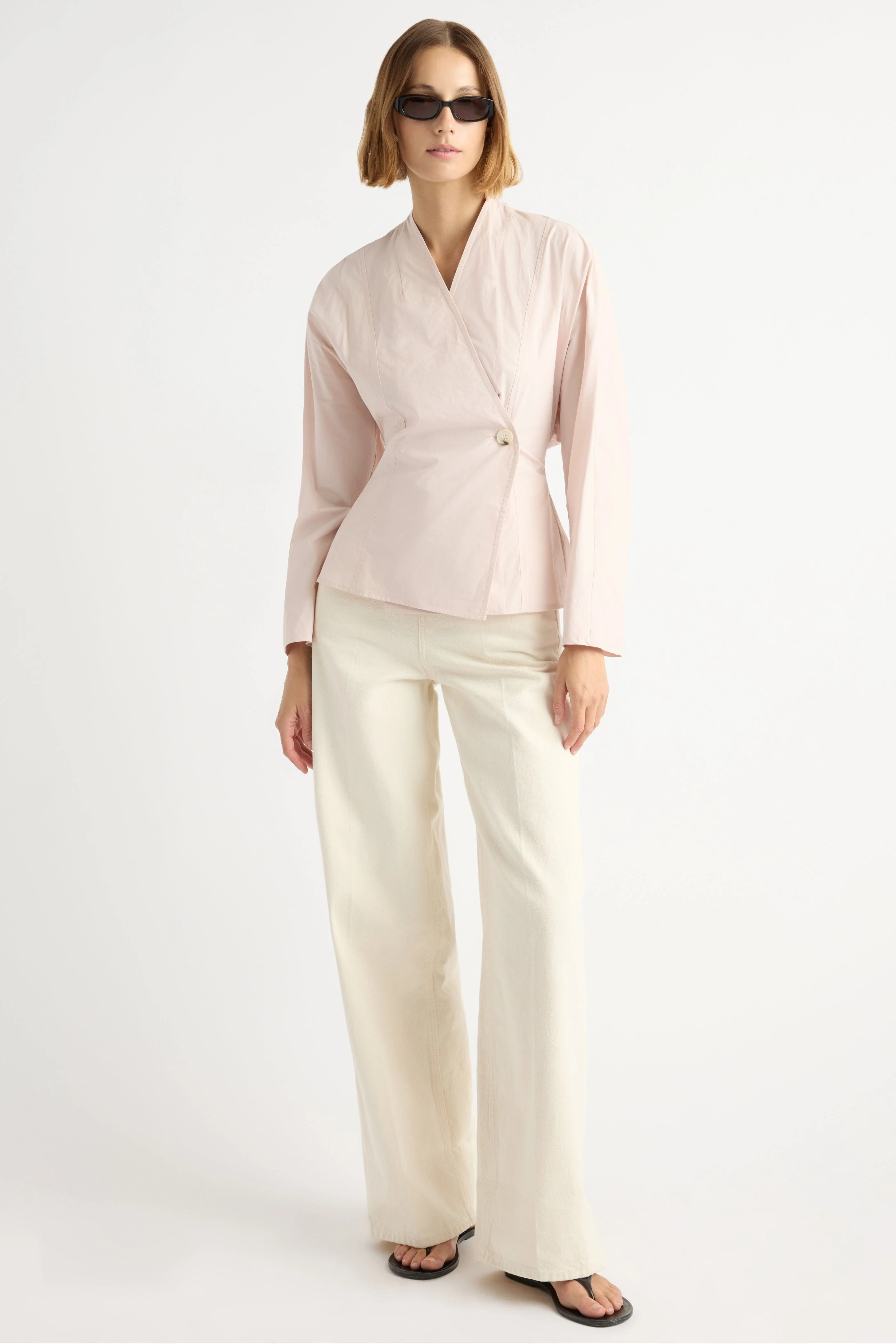 Zainab Sculpted Cotton Poplin Wrap Blouse - Image 3