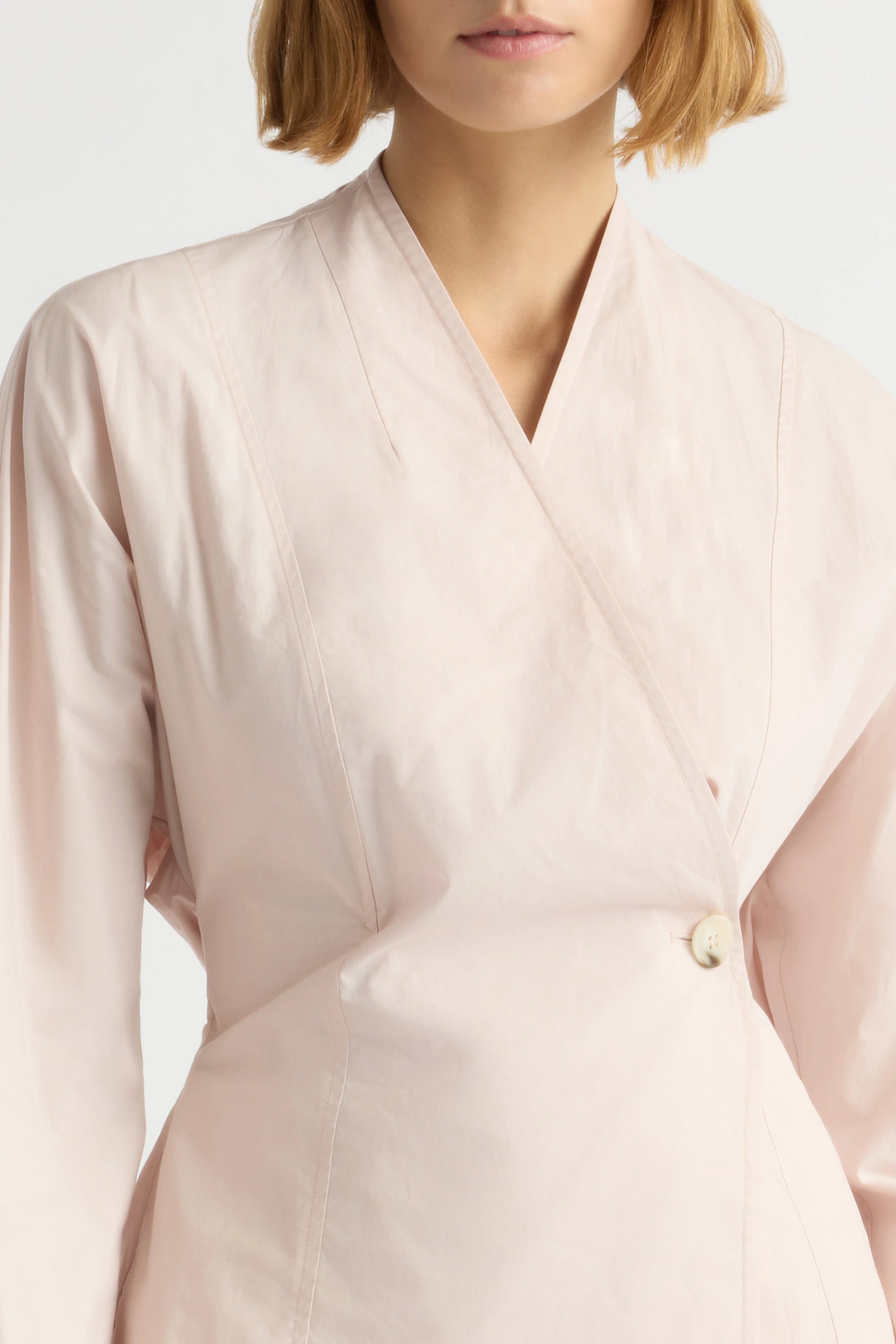 Zainab Sculpted Cotton Poplin Wrap Blouse - Image 4