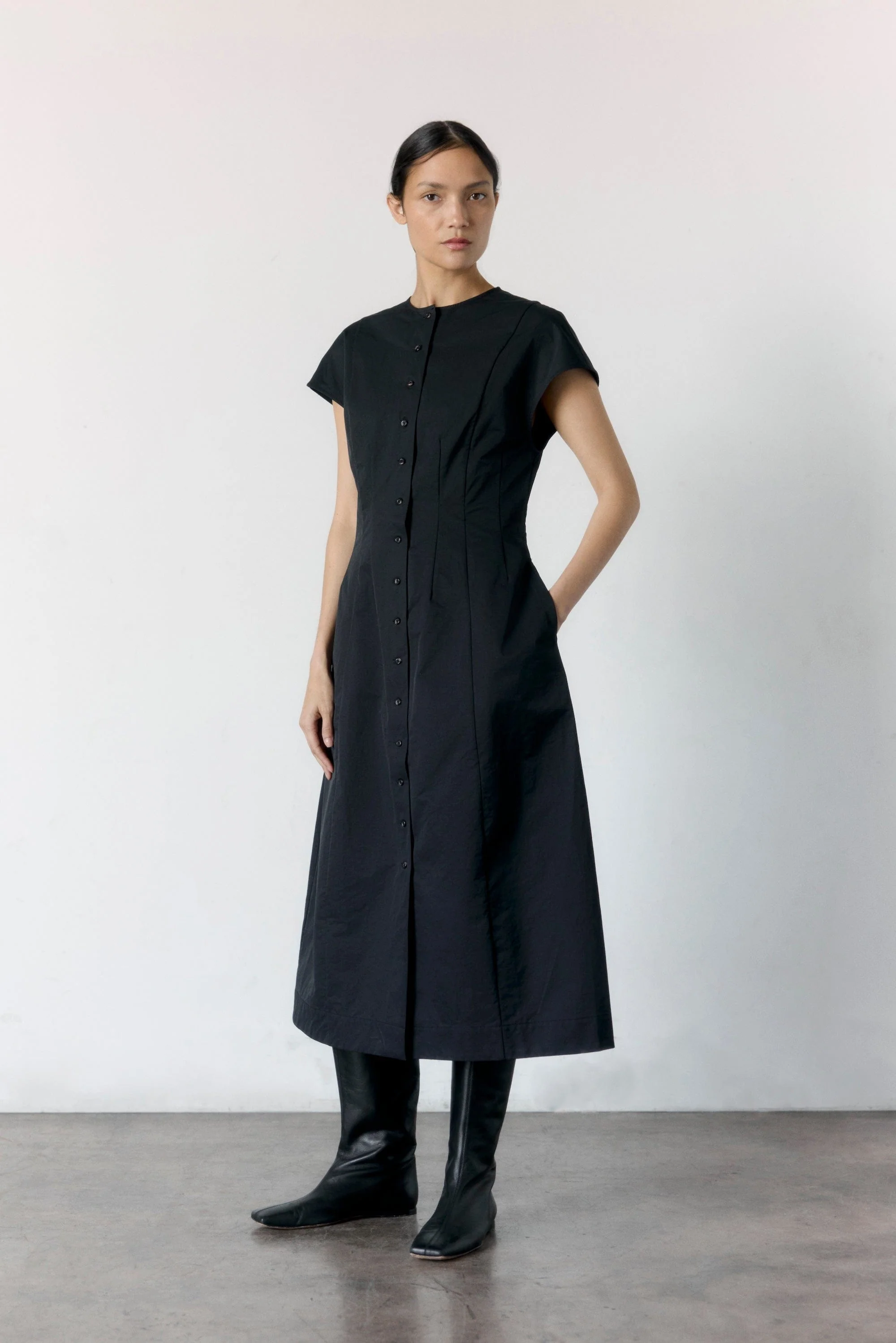 Zarine Sculpted Button Dress - Image 10