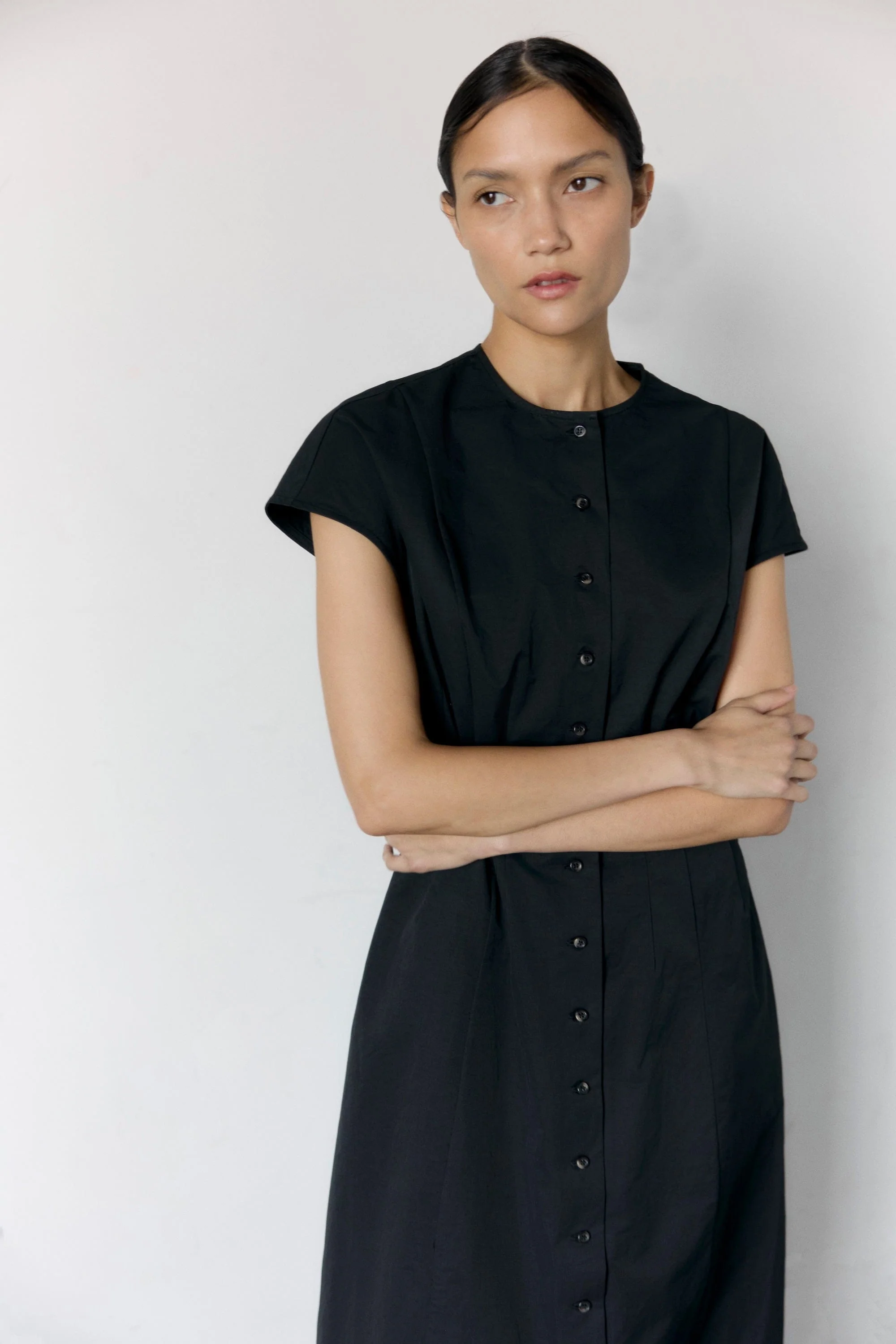 Zarine Sculpted Button Dress - Image 11
